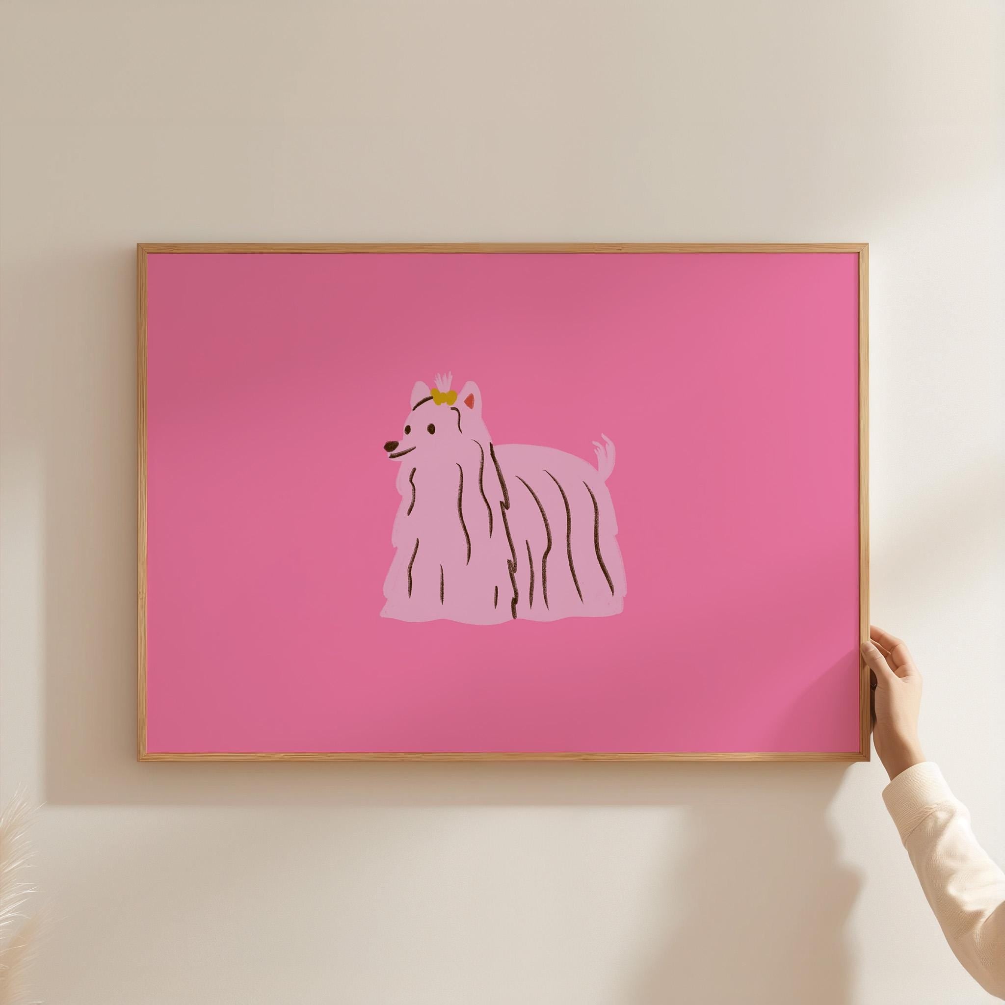 Pink Dog Art Print | Modern Pop Art Poster | Colorful Dog Wall Decor | Digital Download for Gallery Walls & Maximalist Home Decor