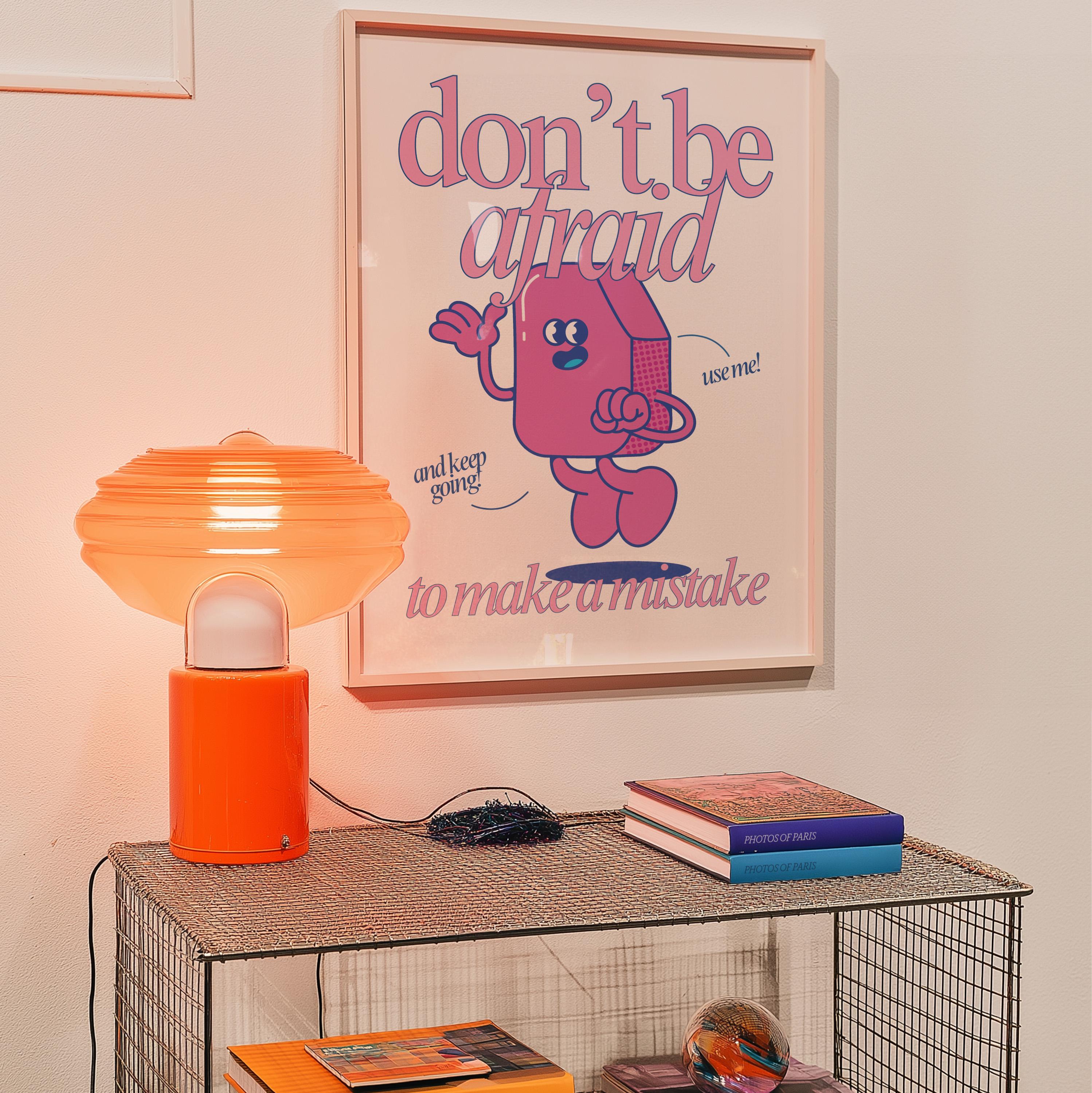 Cute Retro Character Print - Kids Room Poster, Make Mistakes Art, Trendy Classroom Decor, Positive Vibes Wall Art for Children