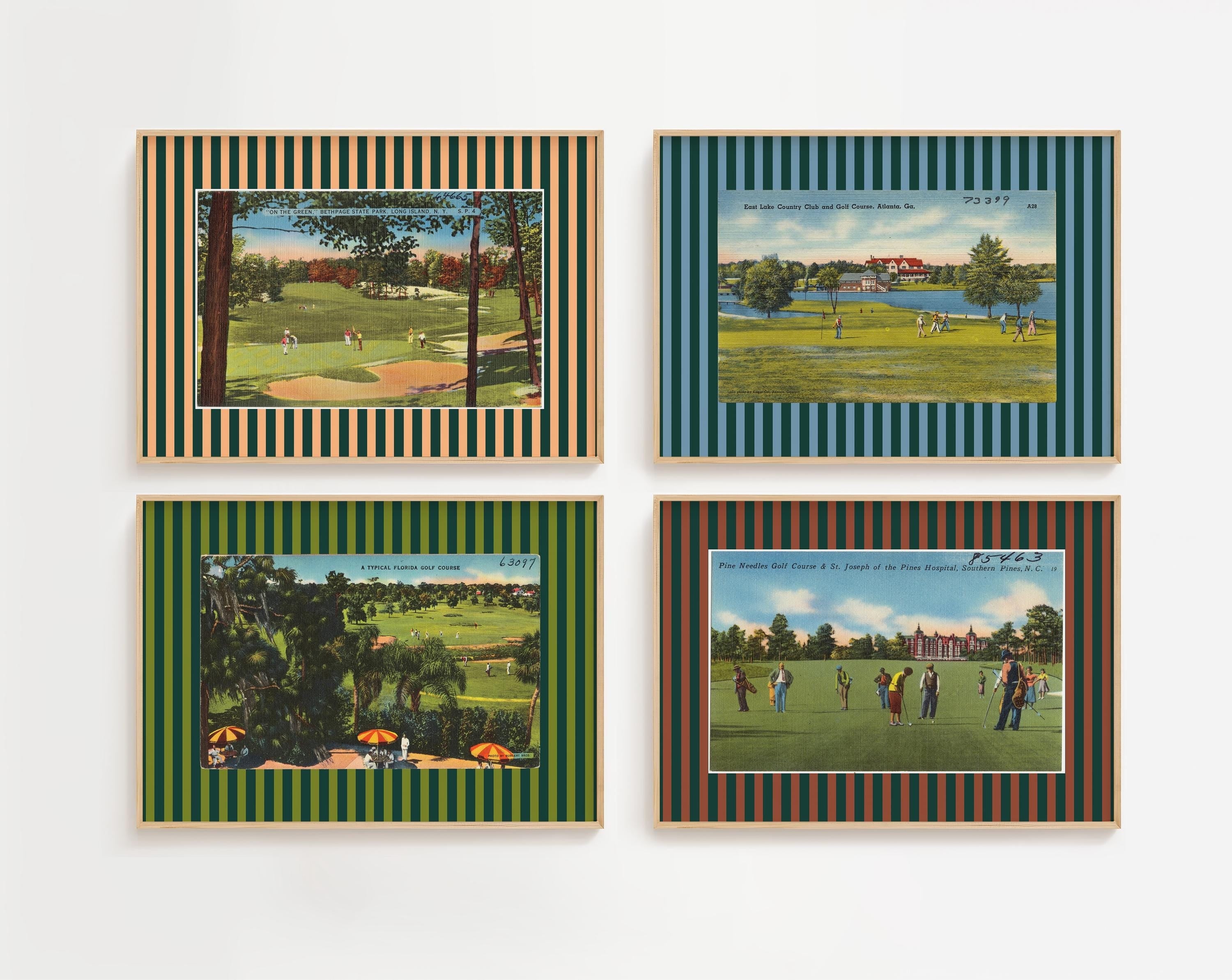Set of 4 Golf Course Digital Art Prints
