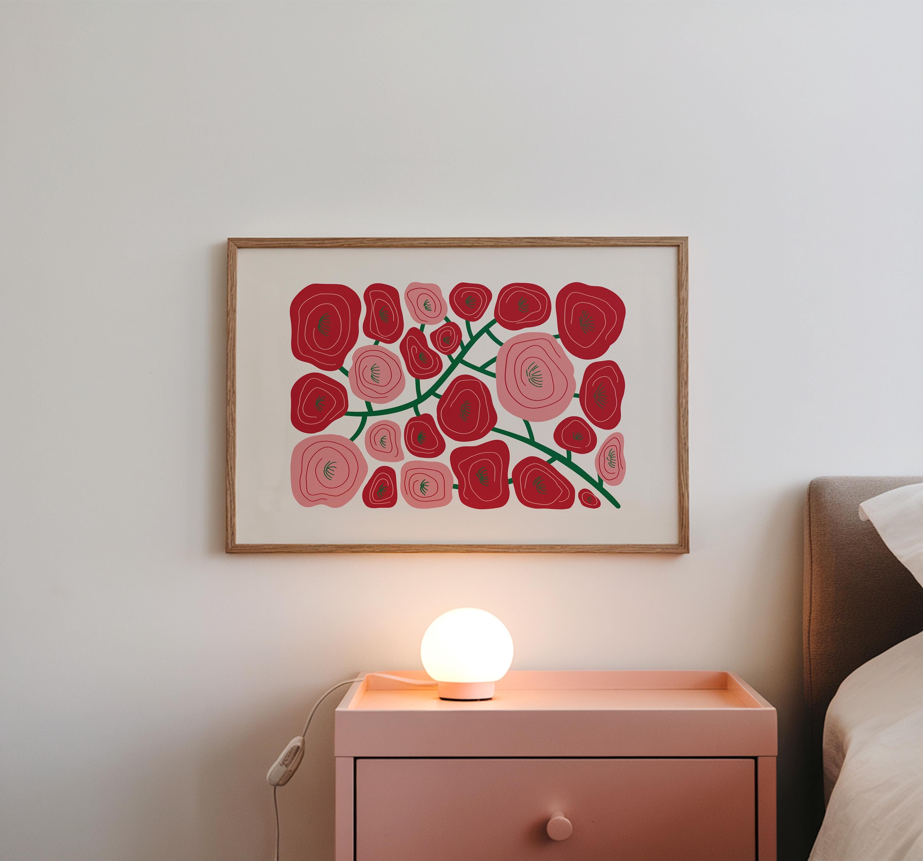 Set of 4 art prints, Flower Printable Wall Art, Floral Pastel Art, Botanical Art, Abstract Aesthetic Print, Instant Download, Girls Room