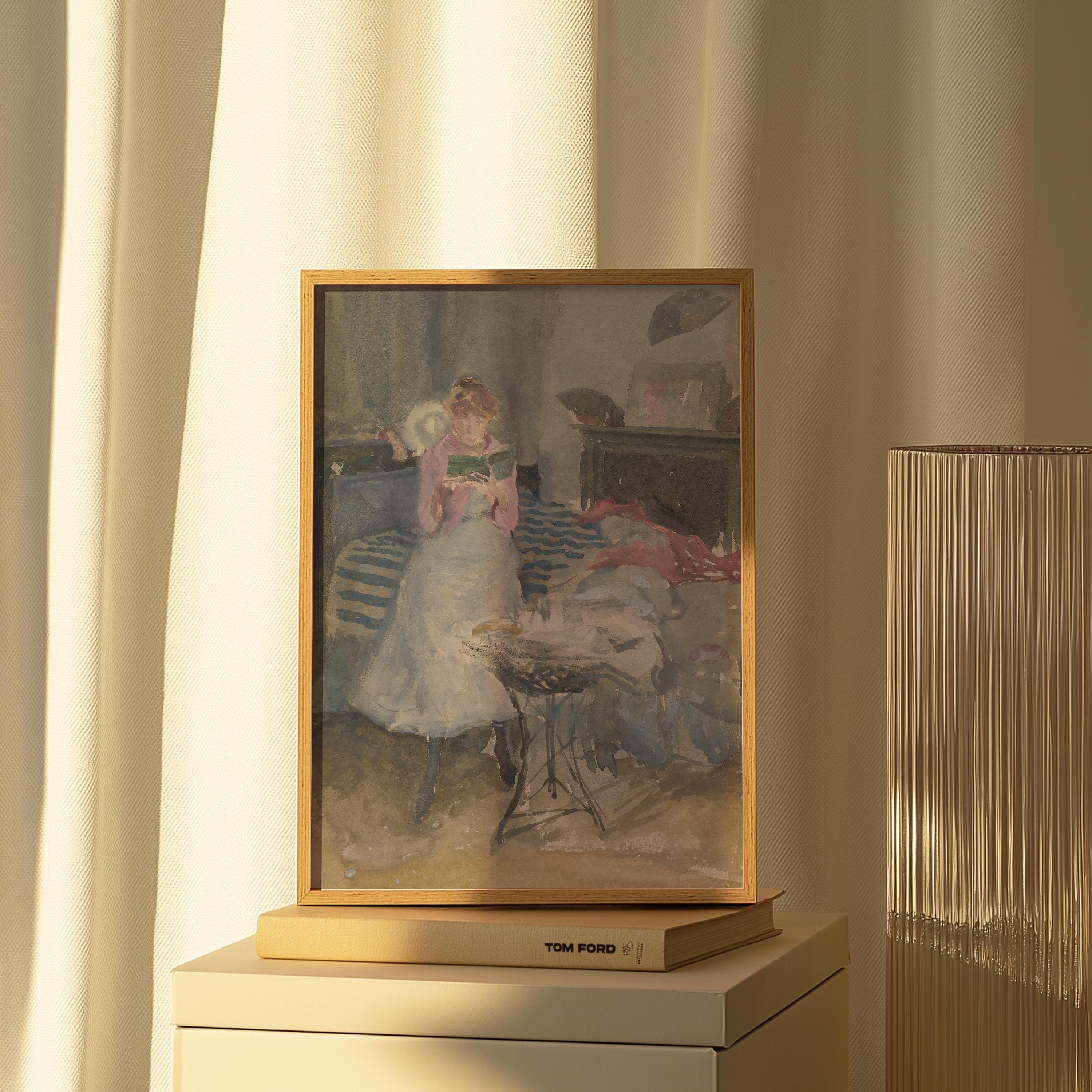 Woman Reading Painting | Eclectic Vintage Wall Decor | Moody Printable Wall Art | Victorian Portrait Digital Download | Antique Art Print