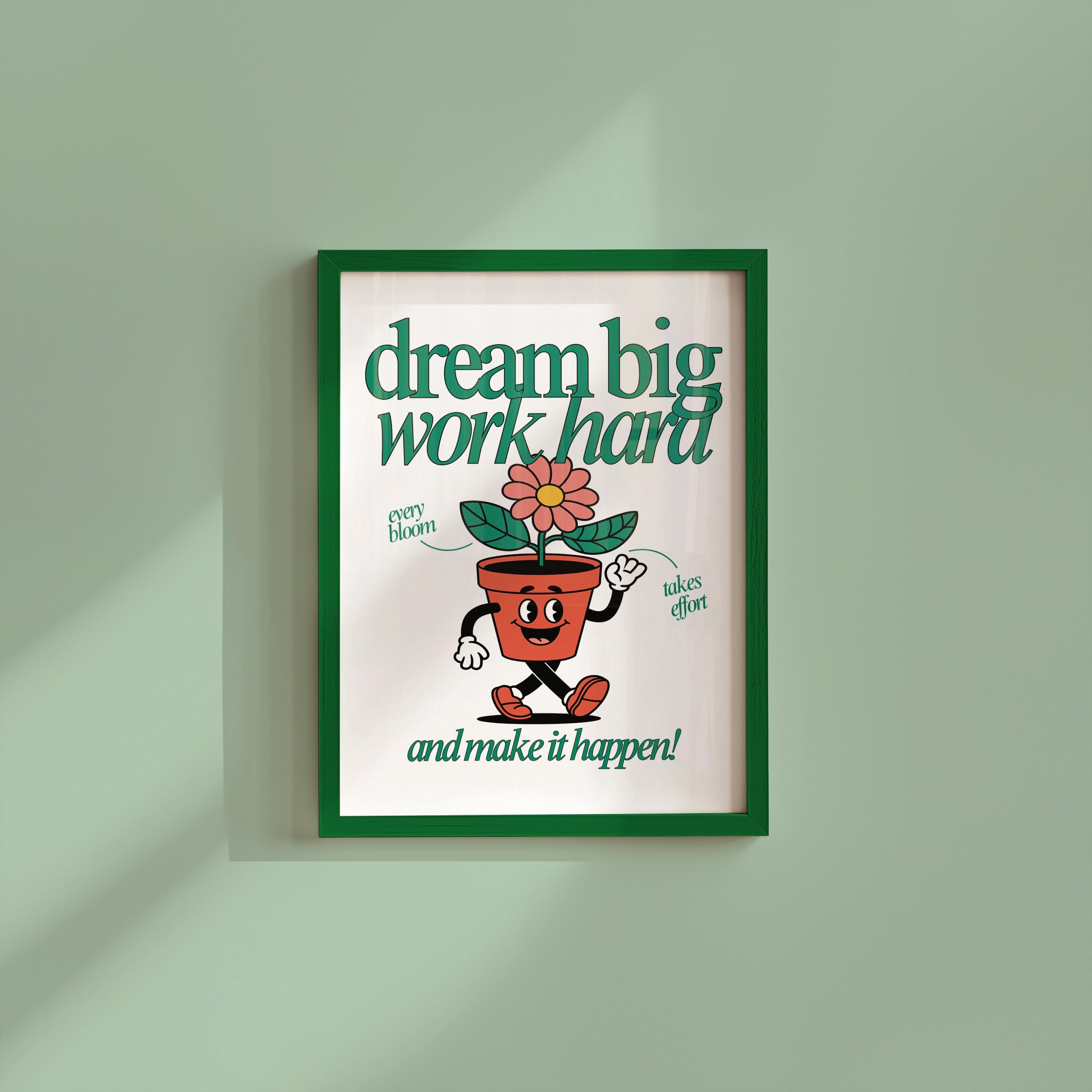 Classroom Art, Kids Room Art, Downloadable Print, Cartoon Art Print, Dream Big Poster, Trendy Posters, Vintage Mascot, Cute Positive Art