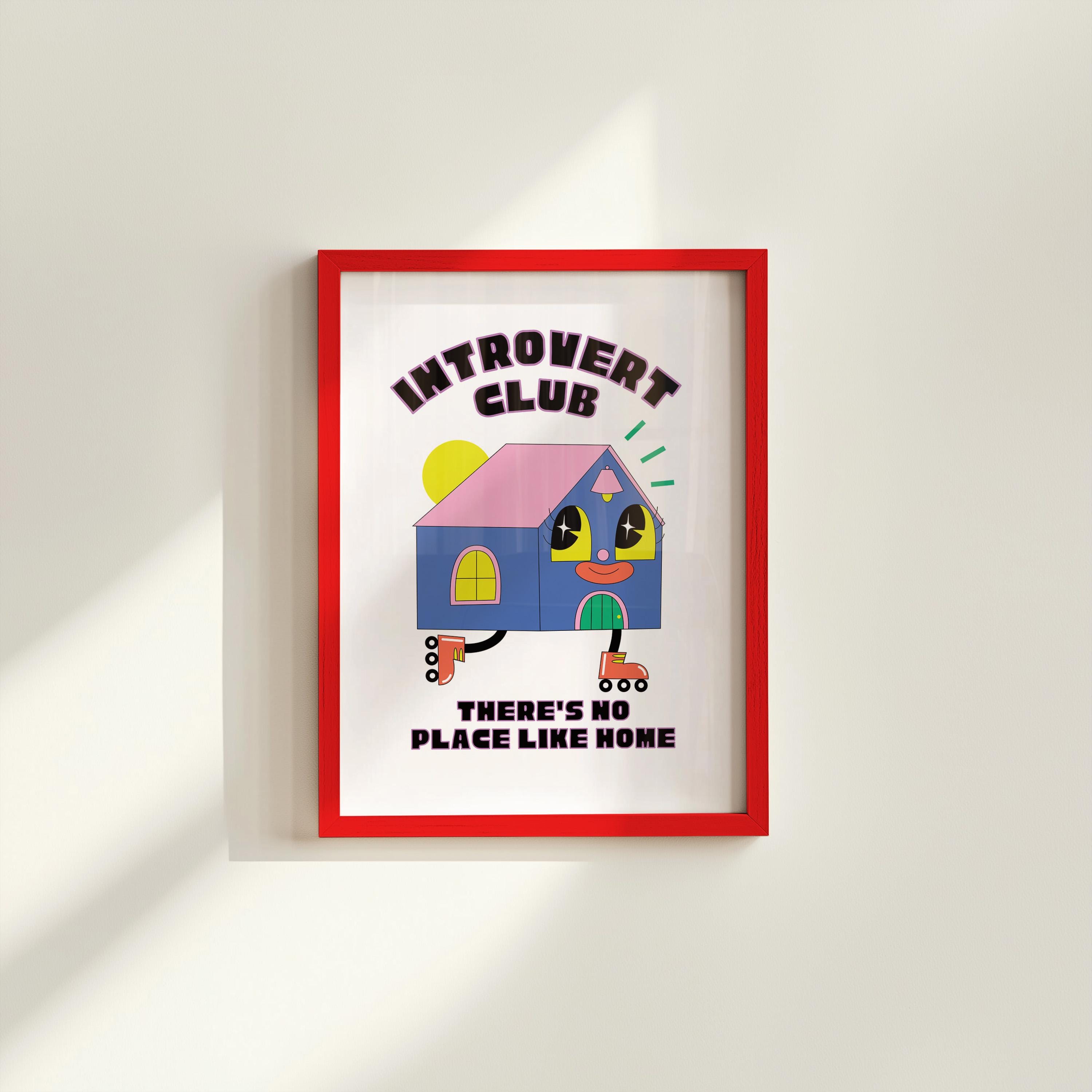 Introvert Poster, Retro Cartoon Print, Bedroom Decor, Trendy Wall Art, Retro Prints, Introvert Club Art, Homebody Prints, Introvert Prints