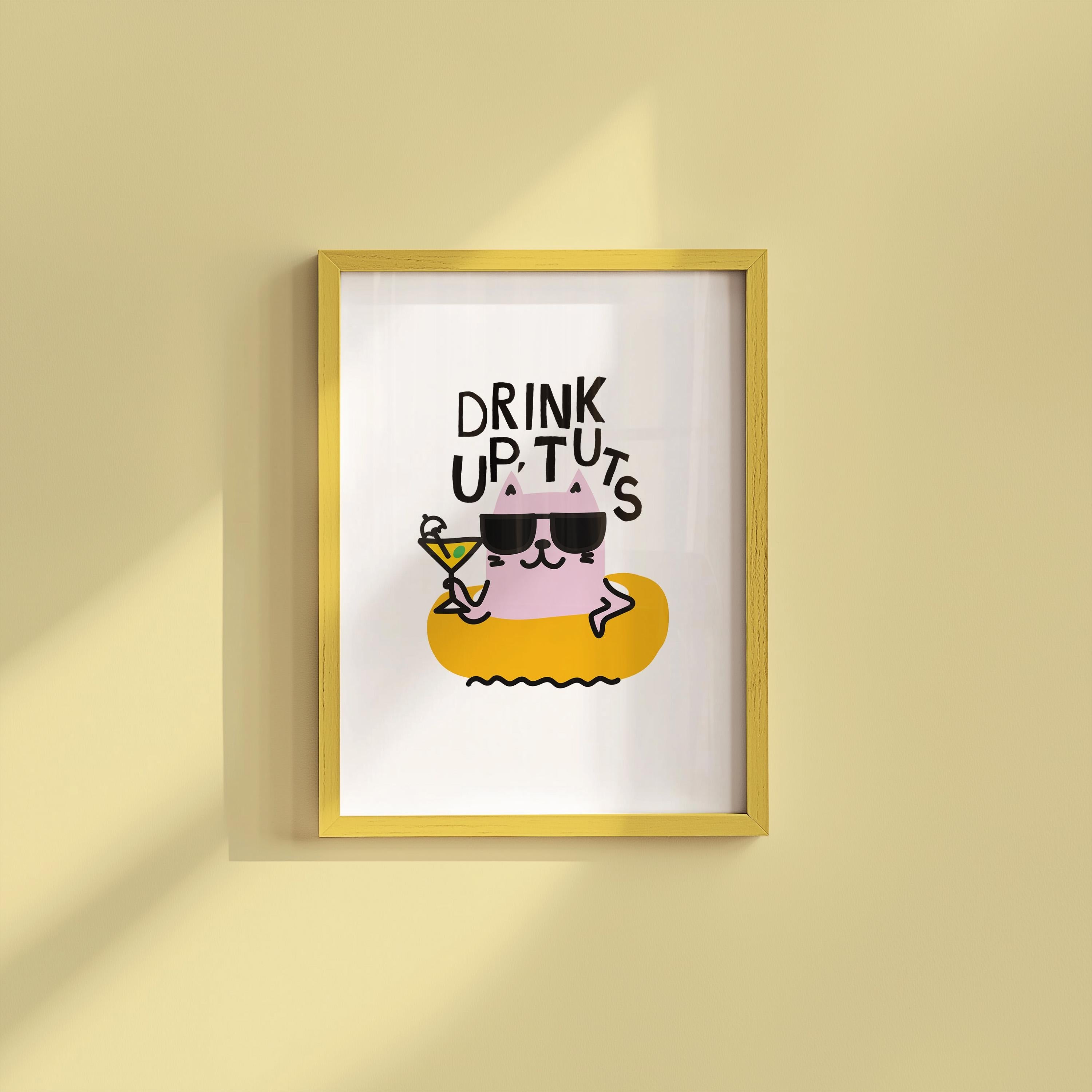 Cute Kittens Art Print, Retro Decor for Home, Funny Wall Art, Y2K Girly Decor, Vintage Kittens, Perfect for Bar Cart