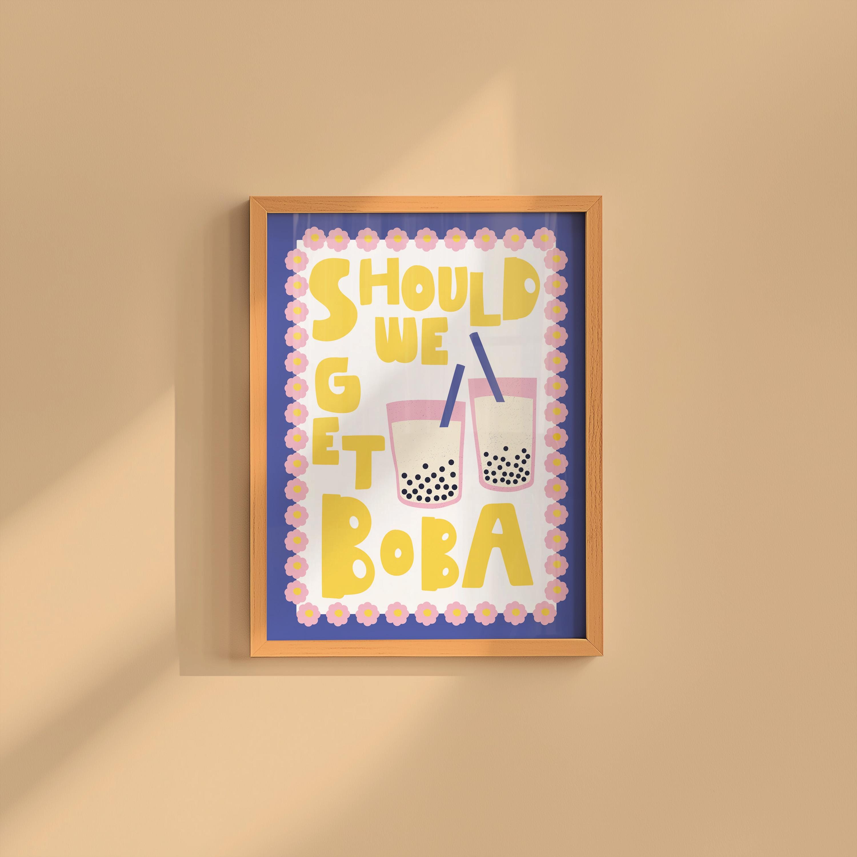 Hand Drawn Boba Poster, Boba Lover Gift, Cute Kitchen Art, Vintage Food Print, Retro Minimal Kitchen Art, Boba Art Prints, GS Print Shoppe