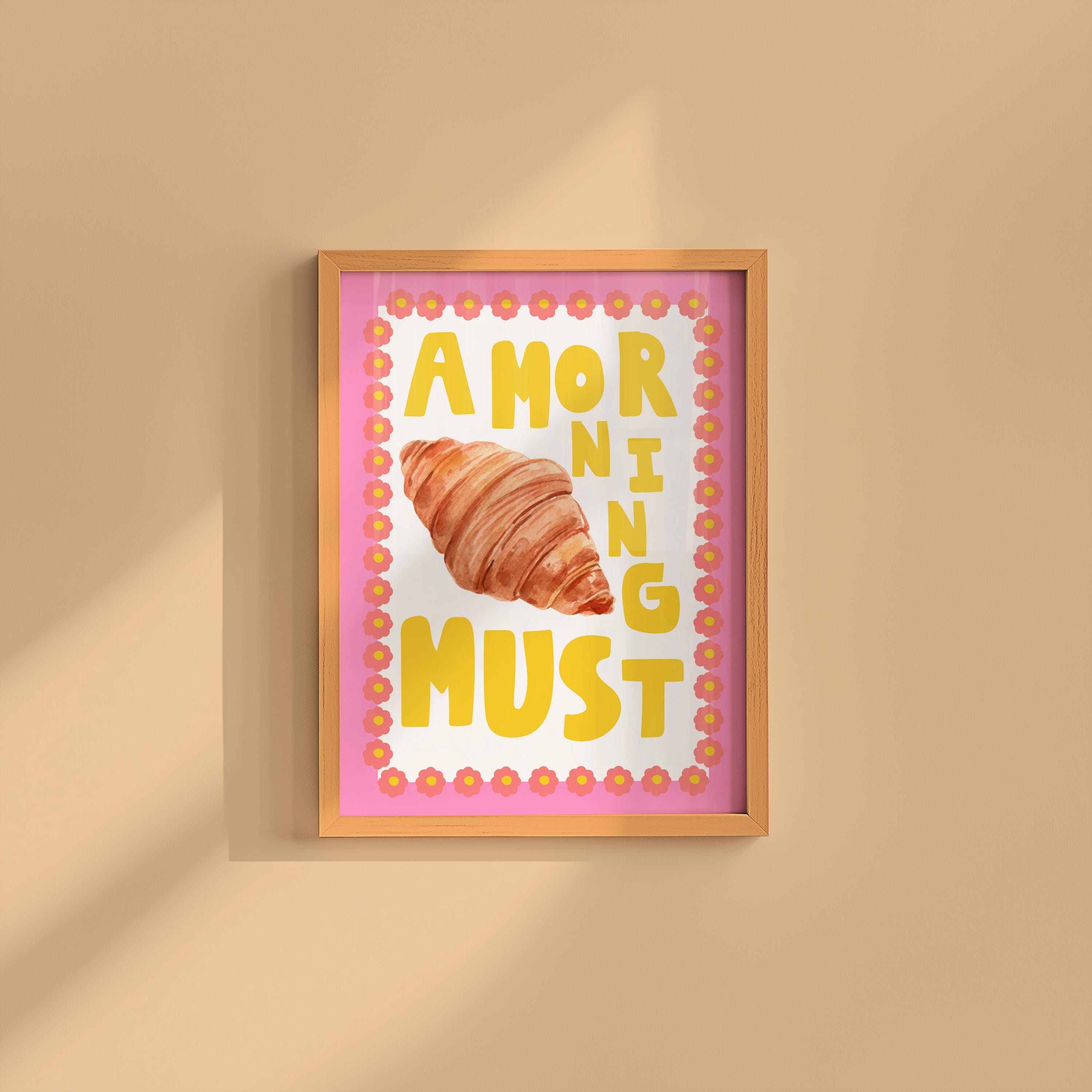 Croissant Poster, BreakFast Art Gift, Cute Kitchen Art, Vintage Food Print, Retro Minimal Kitchen Art, Pastry Art Print, GS Print Shoppe