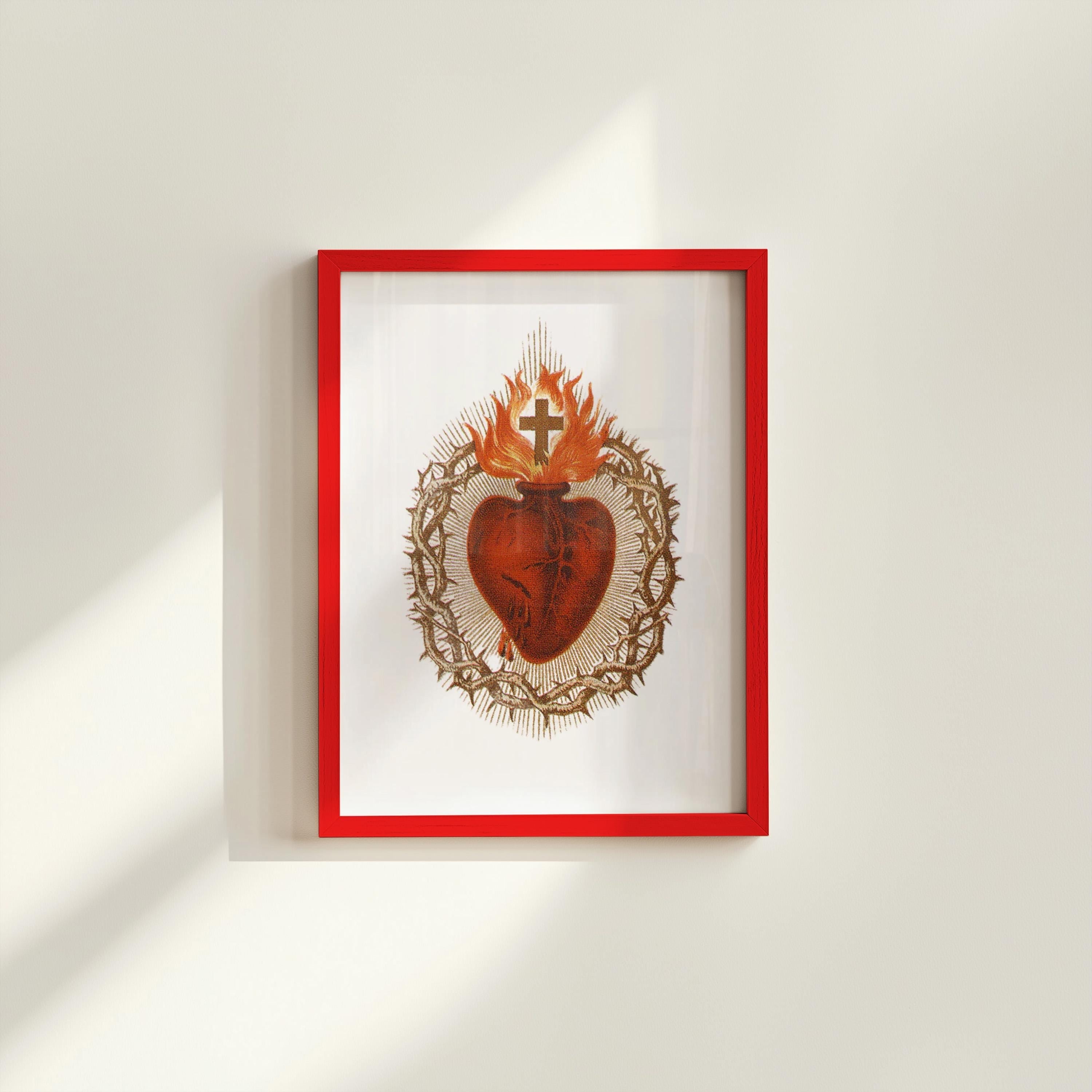 Trendy Wall Art, Printable Art, Sacred Heart Poster, Aesthetic Maximalist Decor, y2k Prints Red & Black, Immaculate Heart, GS Print Shoppe