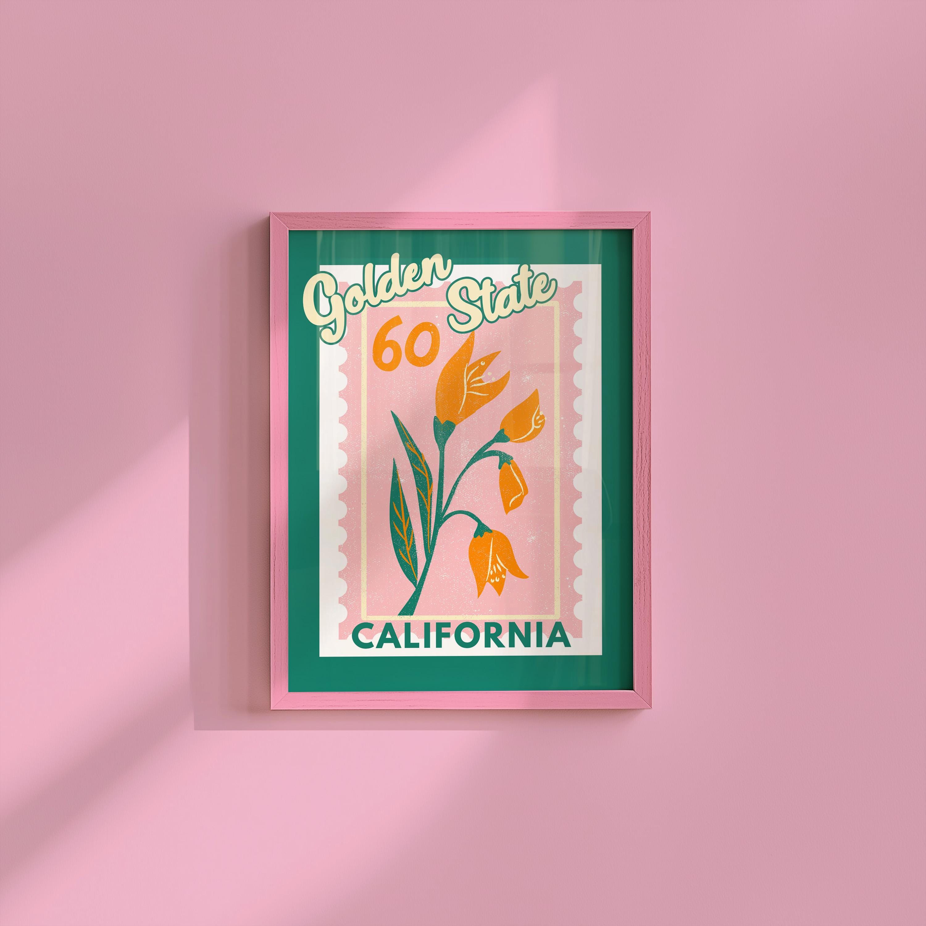 California Poppy Art,Digital Art Download,Colorful California Wall Art,Cute Trendy Art,Golden State Posters,Cali Wall Poster,Orange Posters