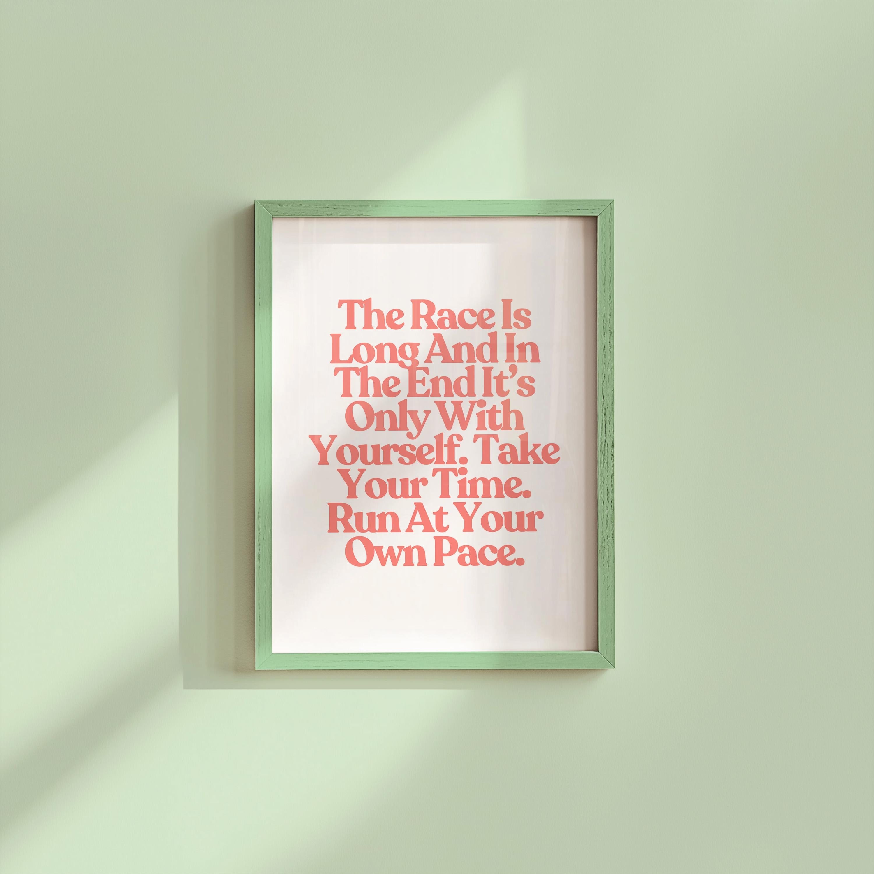 Race is Long Print, Inspo Art Print, Positivity, Inspiration Art, Teacher Art, Gift For Teacher, Office Art Print, Pink Art Print, Wall Art