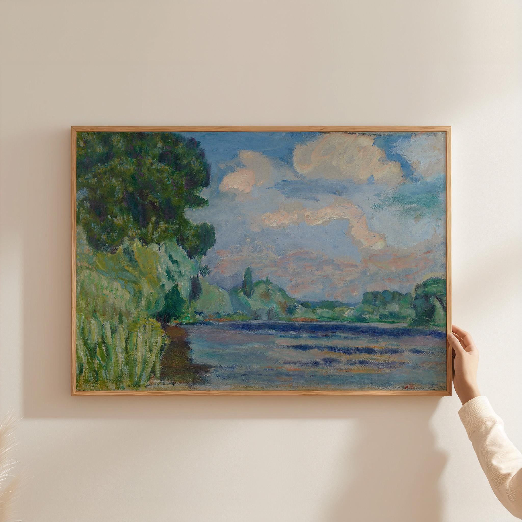 La Seine Painting | Vintage Wall Art for Impressionist Decor & Green Home Aesthetic, Digital Download, Digital Art Print, Classic Decor