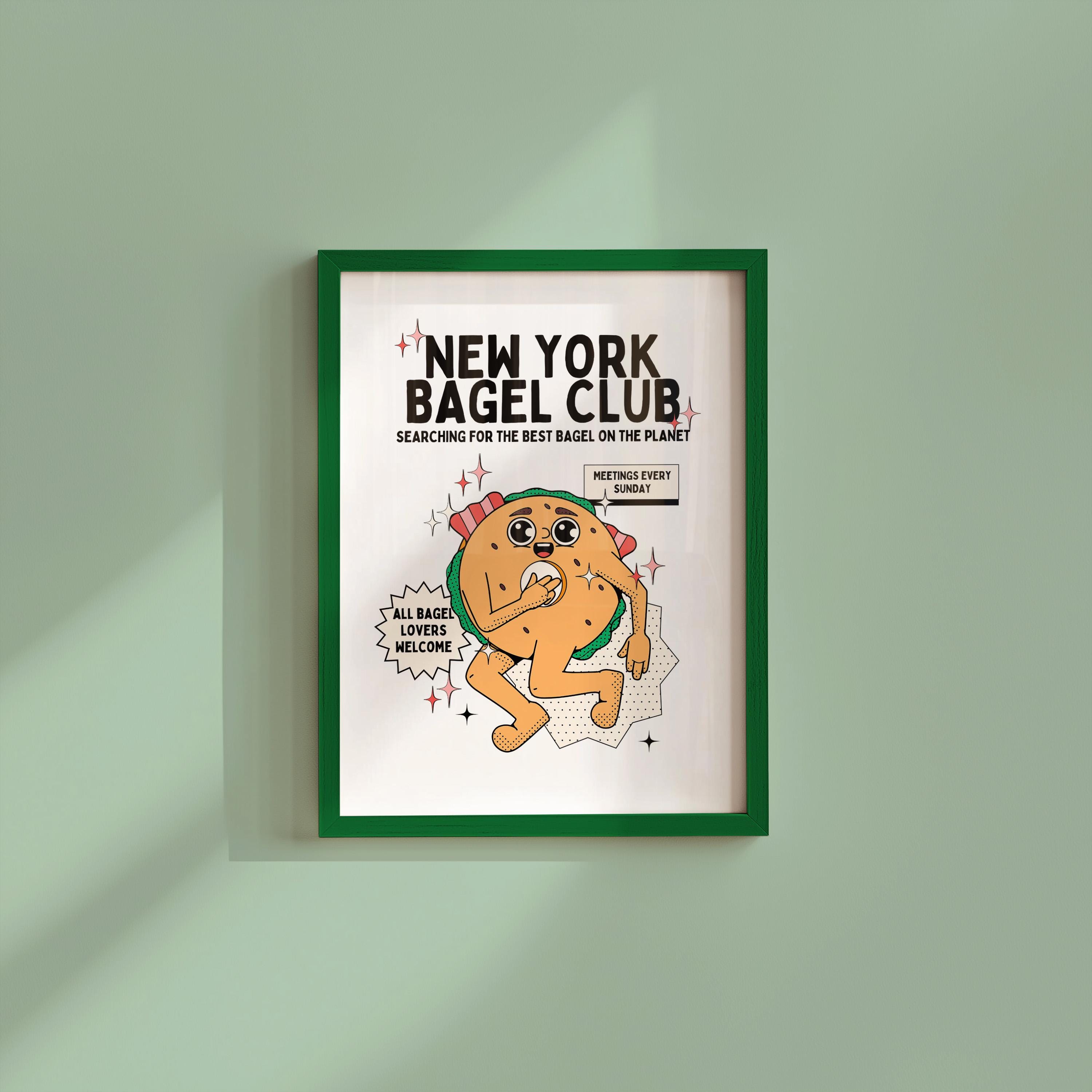 Bagel Art,Kitchen Wall Art Print, Digital Food Art Print, Trendy Wall Art Print, Bagel Poster, Kitchen Wall Decor, Bagel Art Print