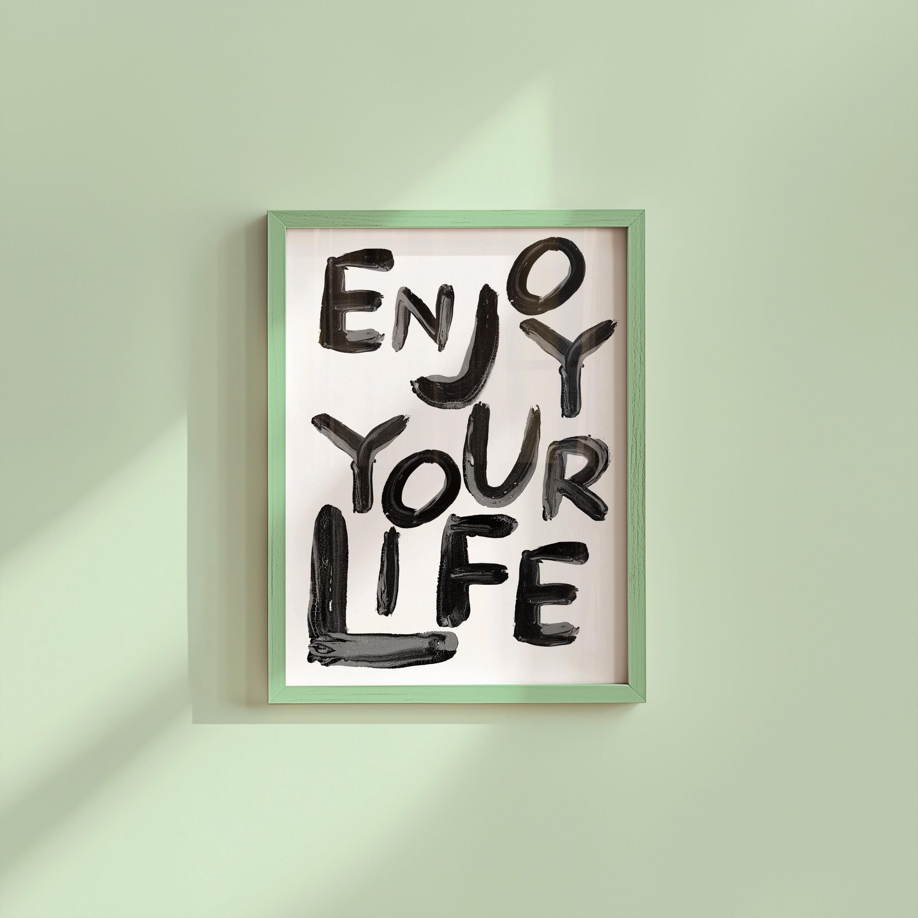 Quote Wall Posters, Gratitude Wall Art, Enjoy Your Life, Retro Decor, Quote Art, Large Black Wall Art, Kids Room Poster, Gratitude Prints