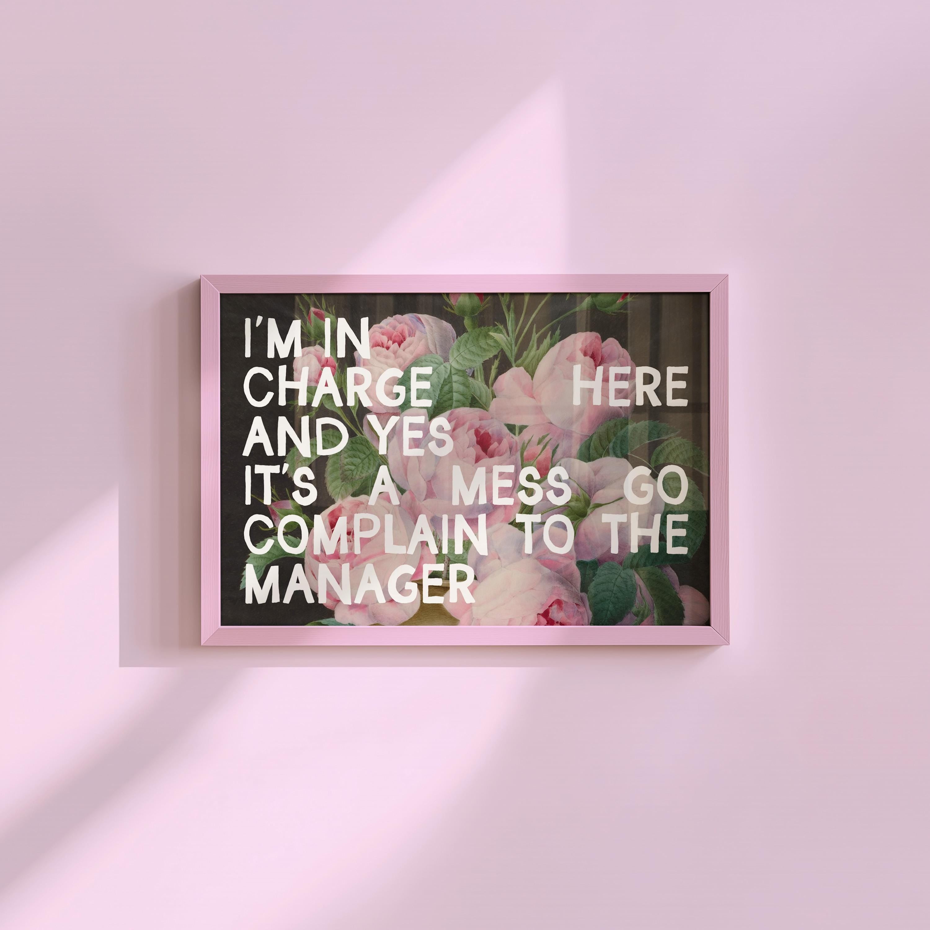 Apartment Wall Art, Girl Apartment Decor, Typography Print, Living Room Decor, Girly Bedroom, Pink Floral Print, Floral Typography art