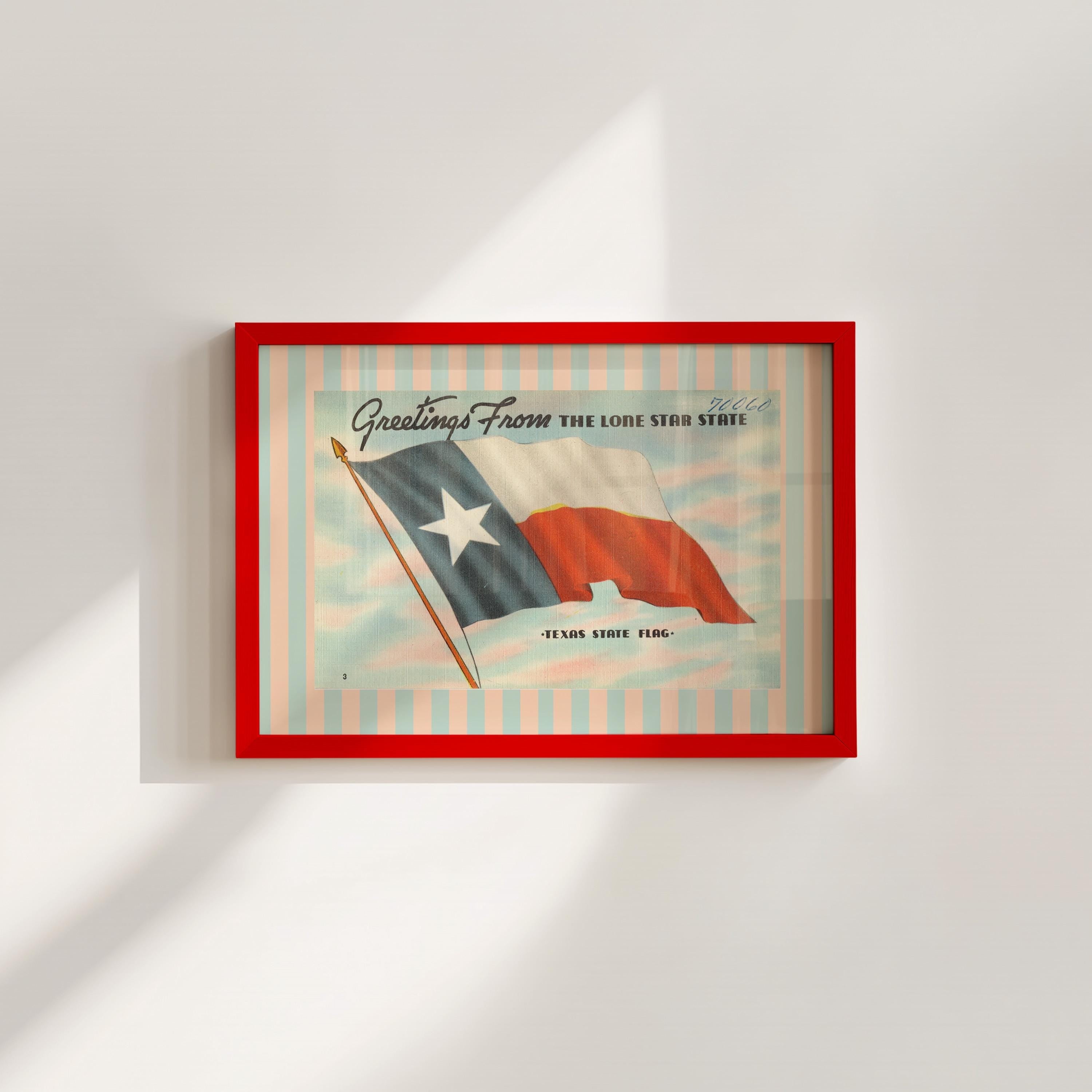 Vintage Texas Flag Postcard Digital Art Print
