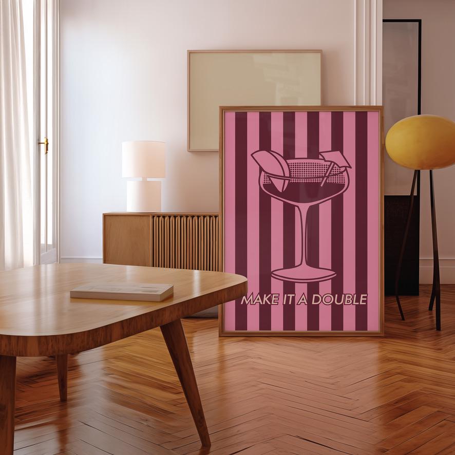 Apartment Wall Art, Gallery Wall Set of 2, Girly Art Prints, Apartment Decor, Digital Art Print Set, Bar Cart Art Print