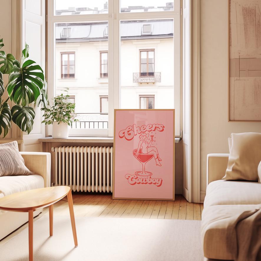 Apartment Wall Art, Gallery Wall Set of 2, Girly Prints, Apartment Decor, Digital Art Print Set, Bar Cart Art Print, Roommate art, cowboy