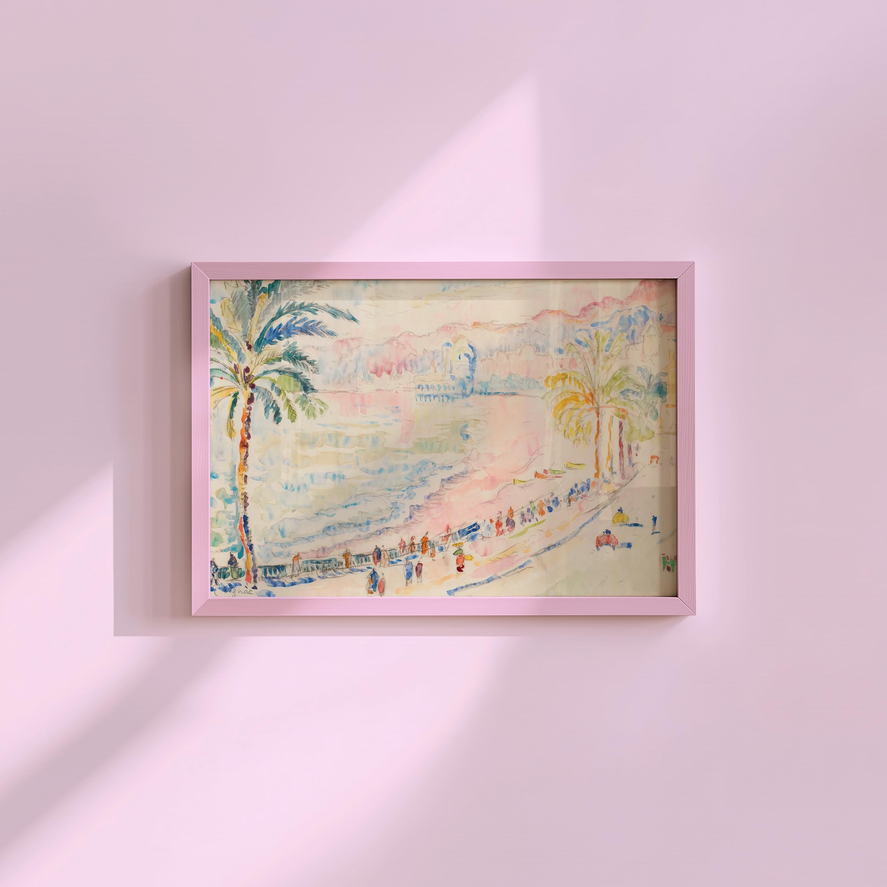 Beach Scene in Nice Digital Art Print