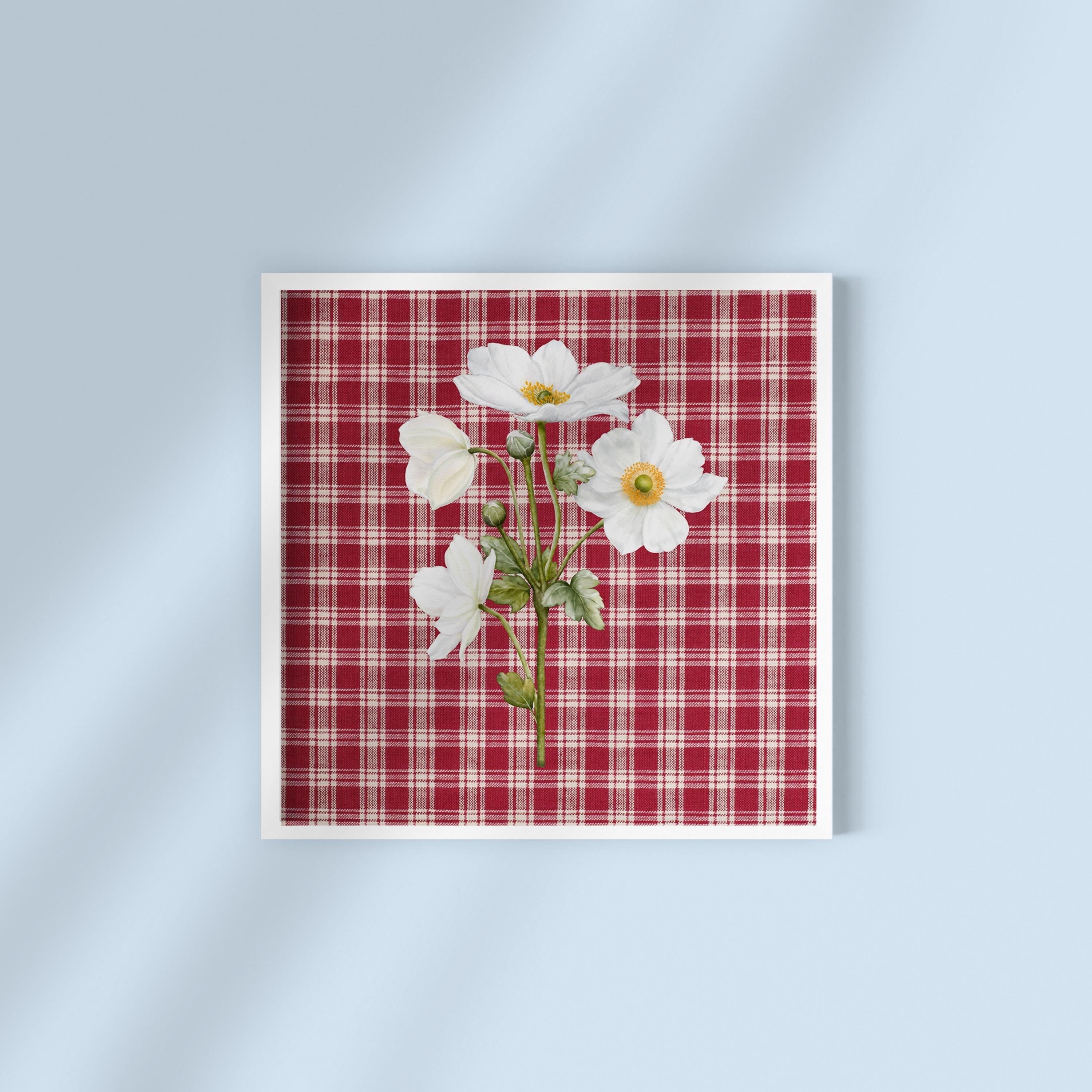 Floral Checker Digital Art Print