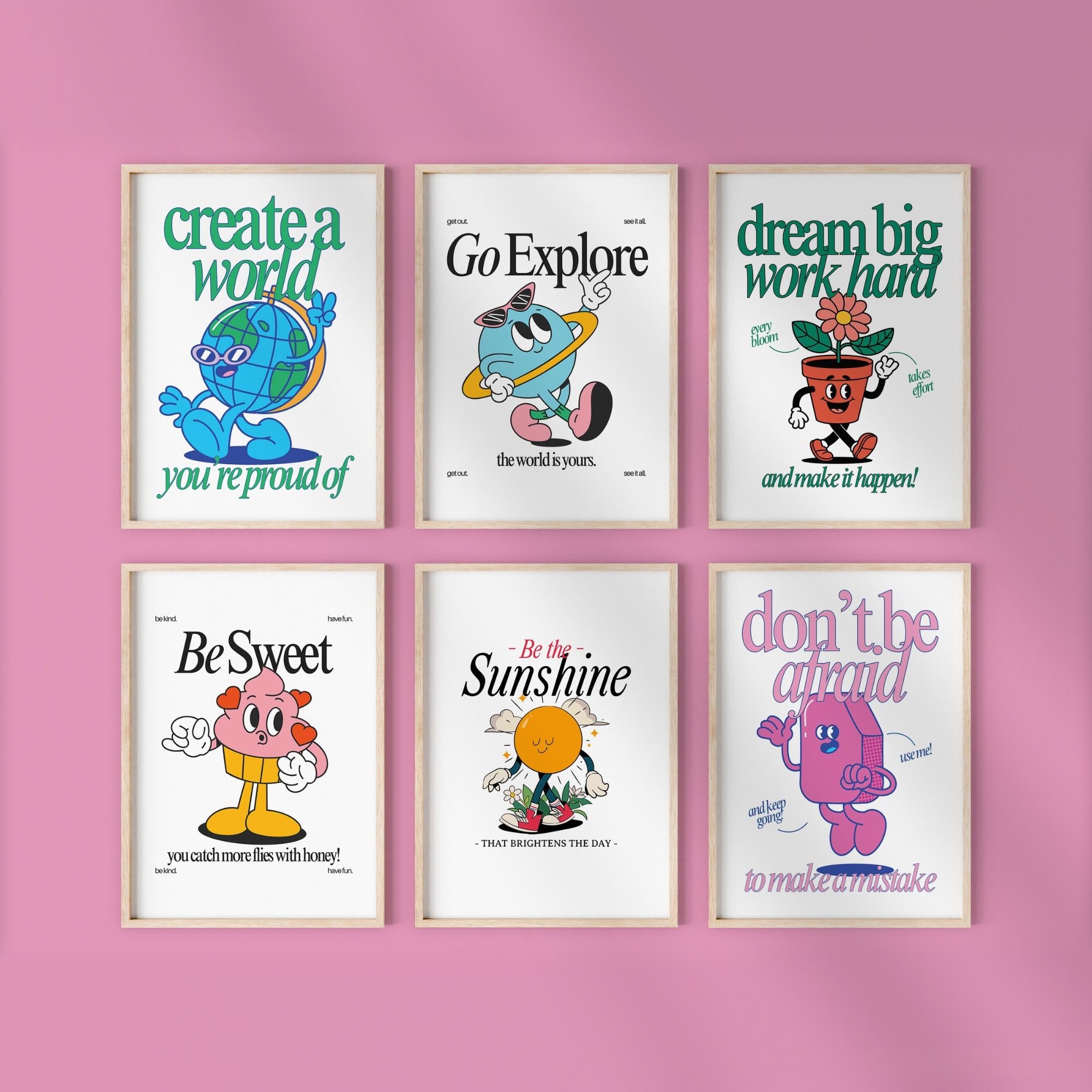 Set of 6 Kids and Classroom Digital Art Prints