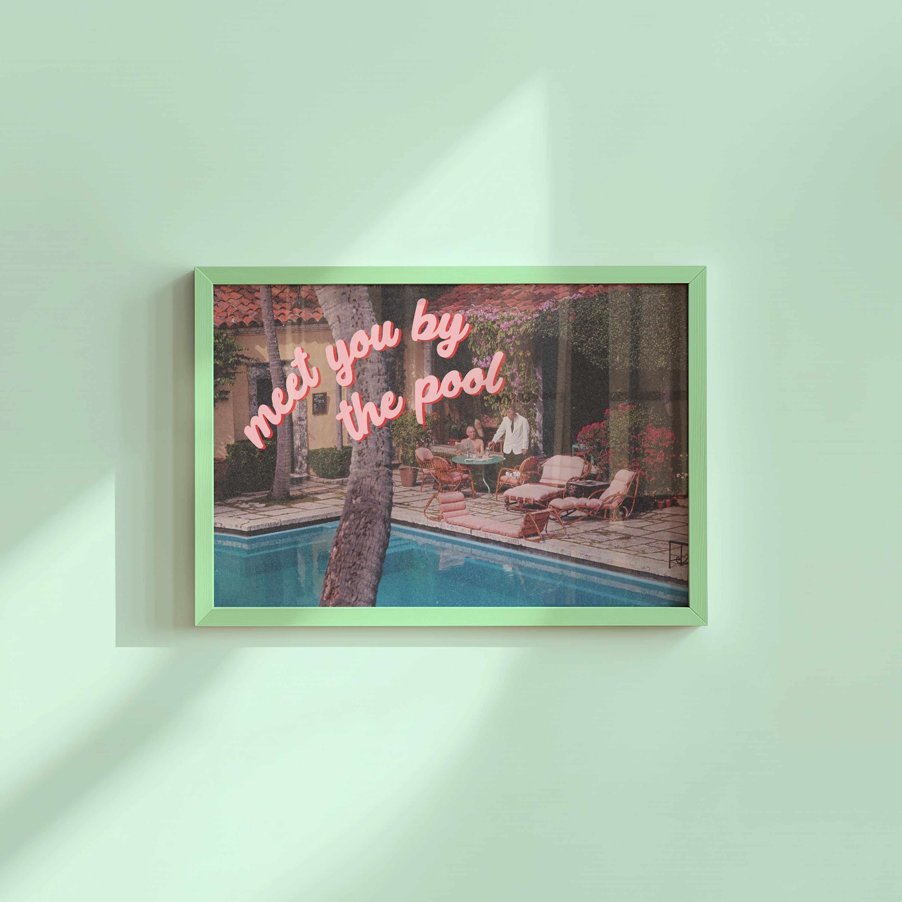 Meet You by the Pool Retro Photograph Digital Art Print