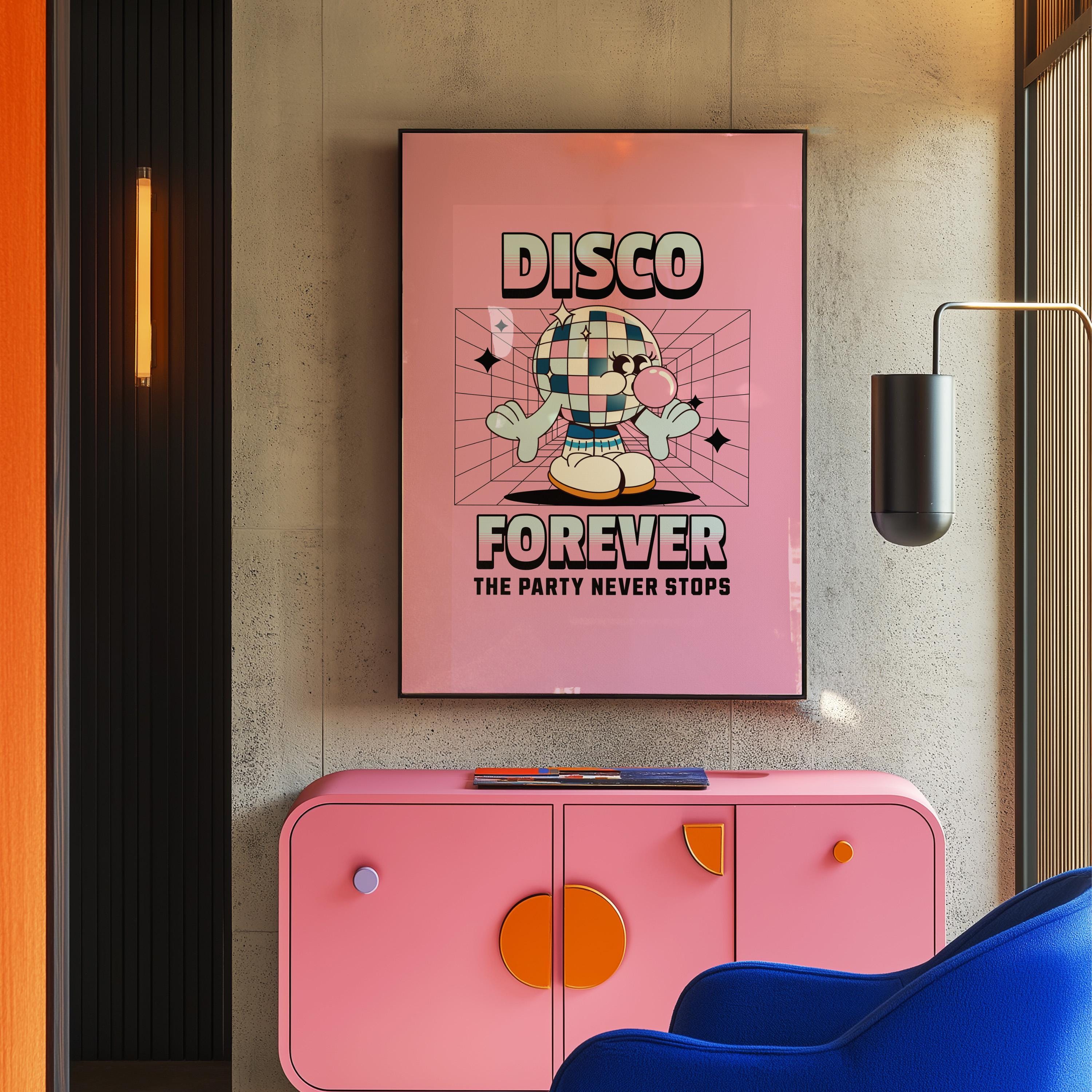 Disco Print, Disco Poster, Trendy Wall Art, Preppy Bar Cart Art, Disco Ball Print, Printable Art, Retro Wall Decor, Trendy Retro 70s Decor
