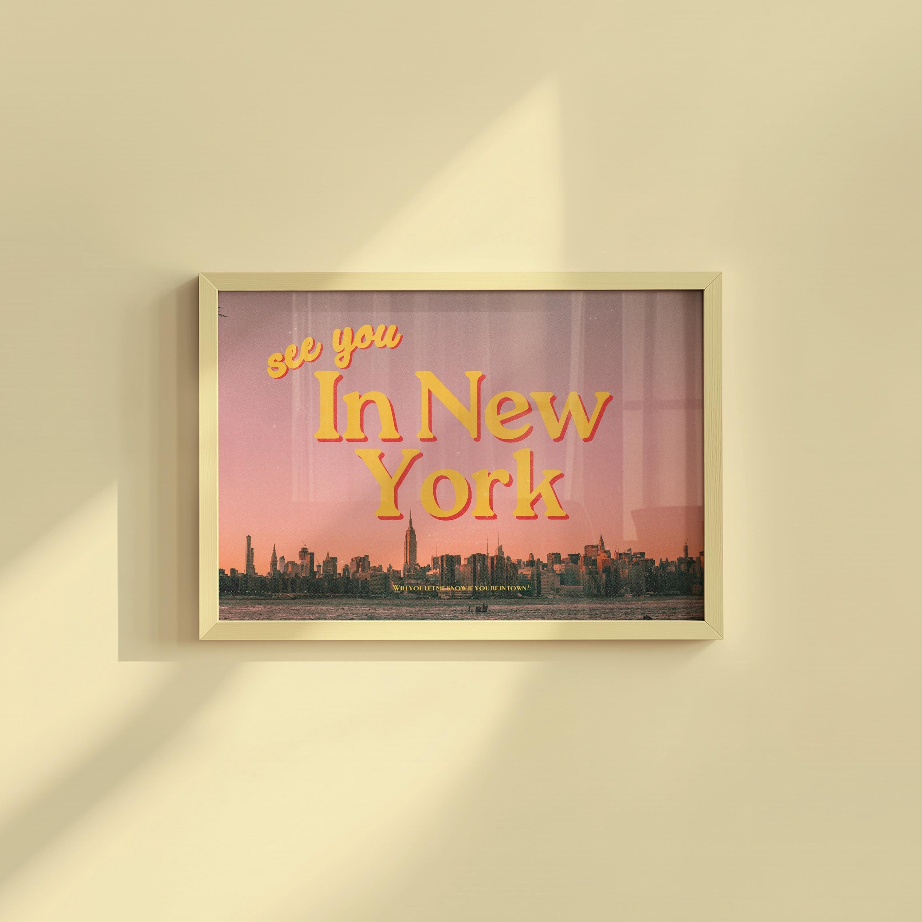 See You In New York Retro Photograph Horizontal Digital Art Print