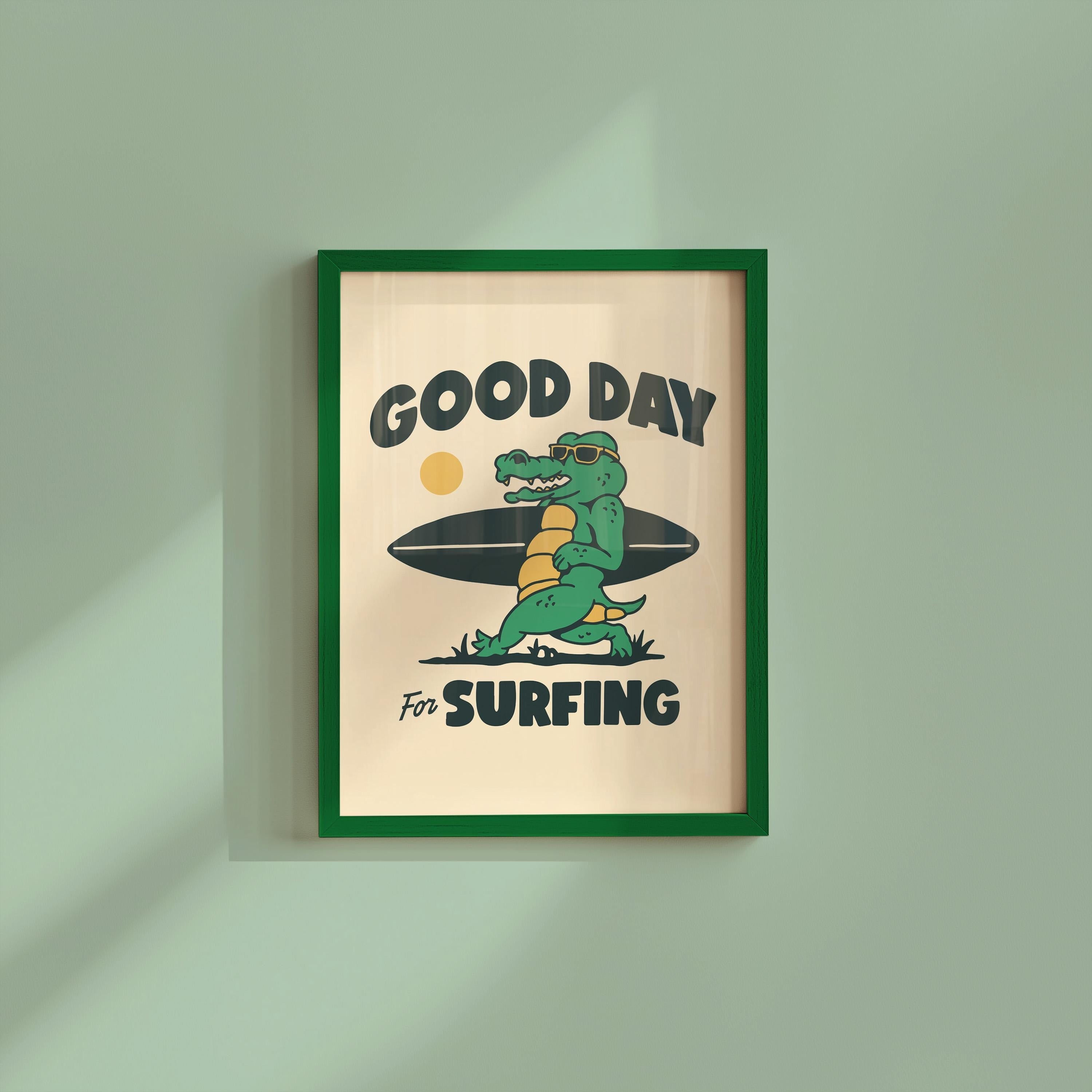 Good Day for Surfing Alligator Digital Art Print