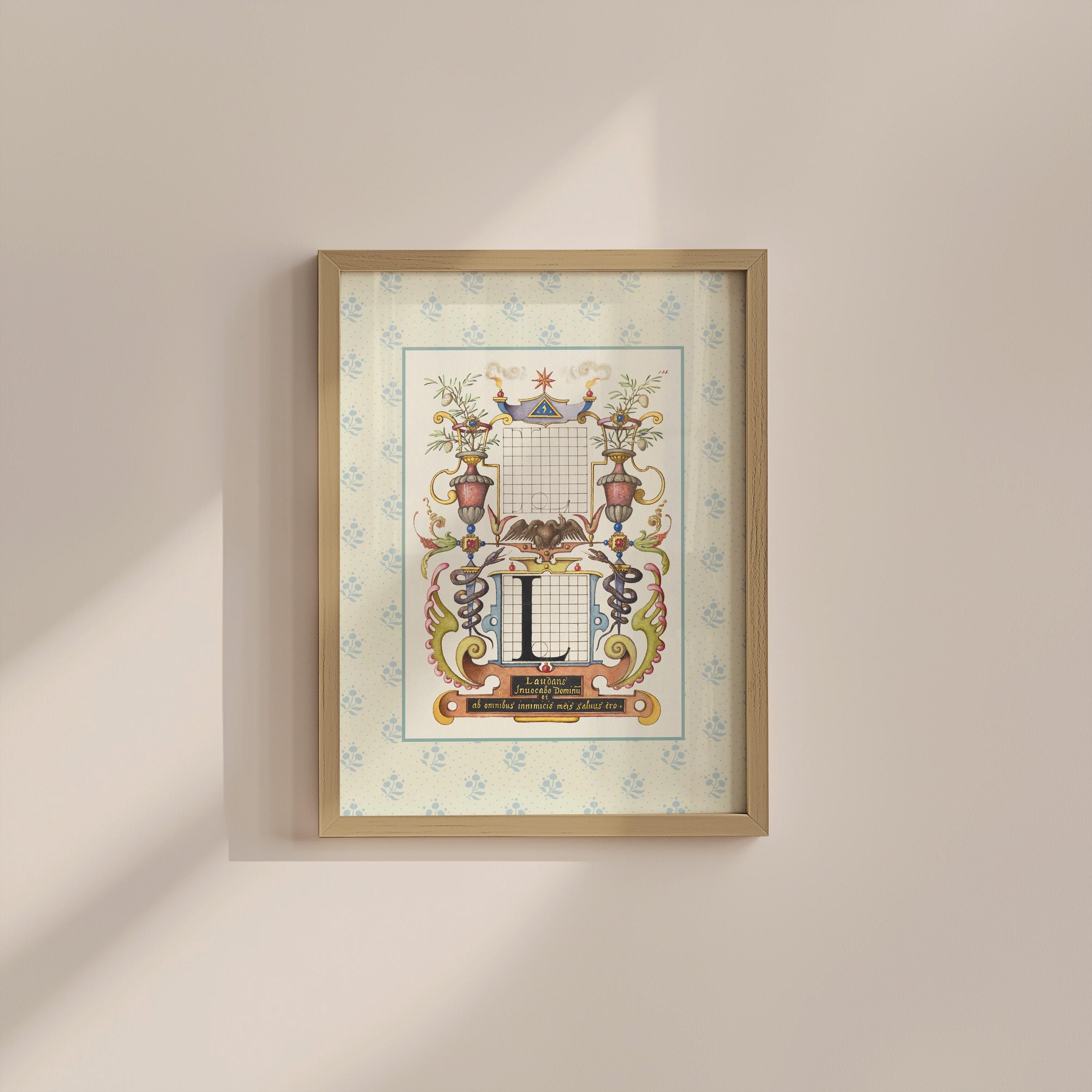 Vintage Letter L Digital Art Print