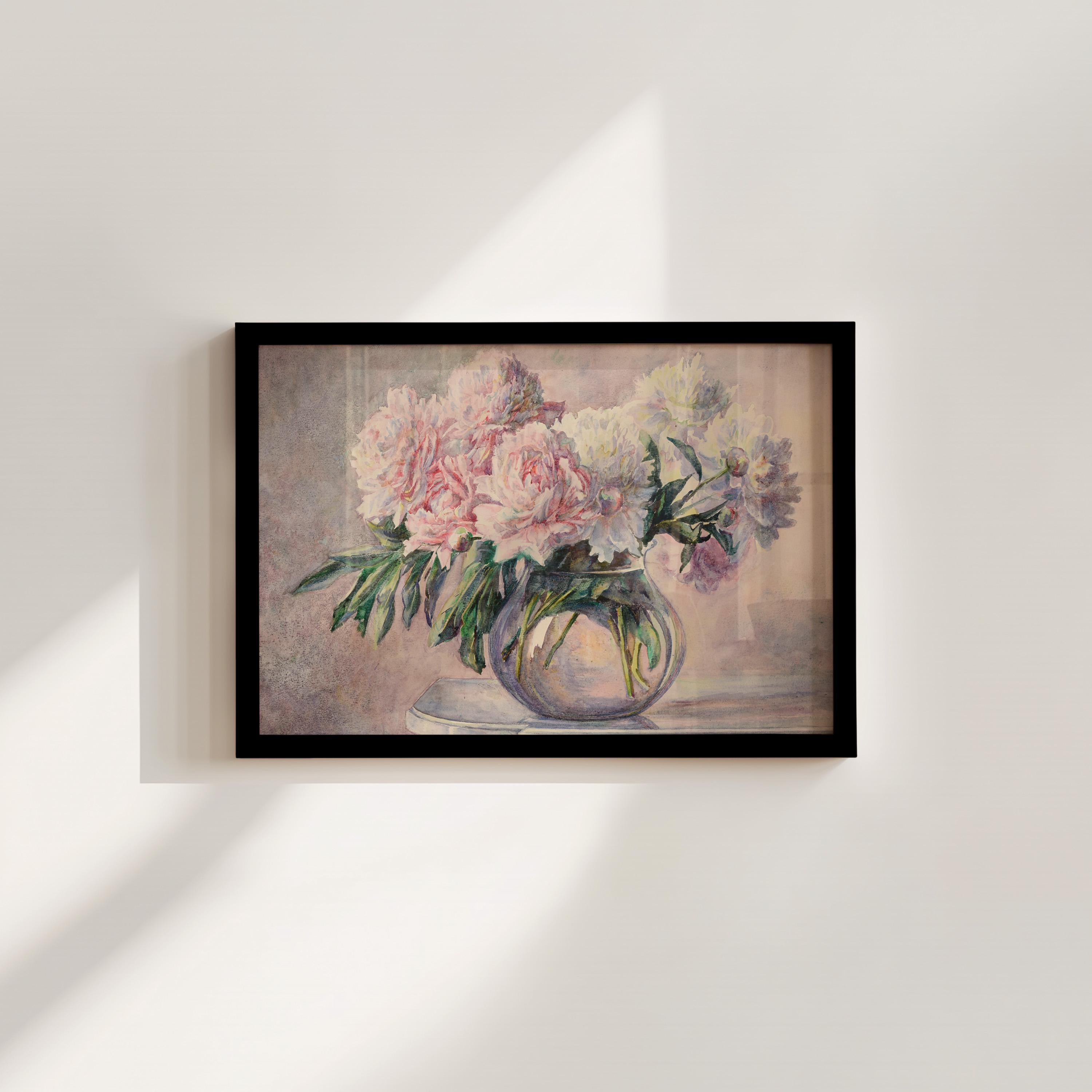 Classic Painting, Classic Art Print, Multi Color Floral Painting, Pink Painting Wall Art, Pink floral Prints, Digital Download