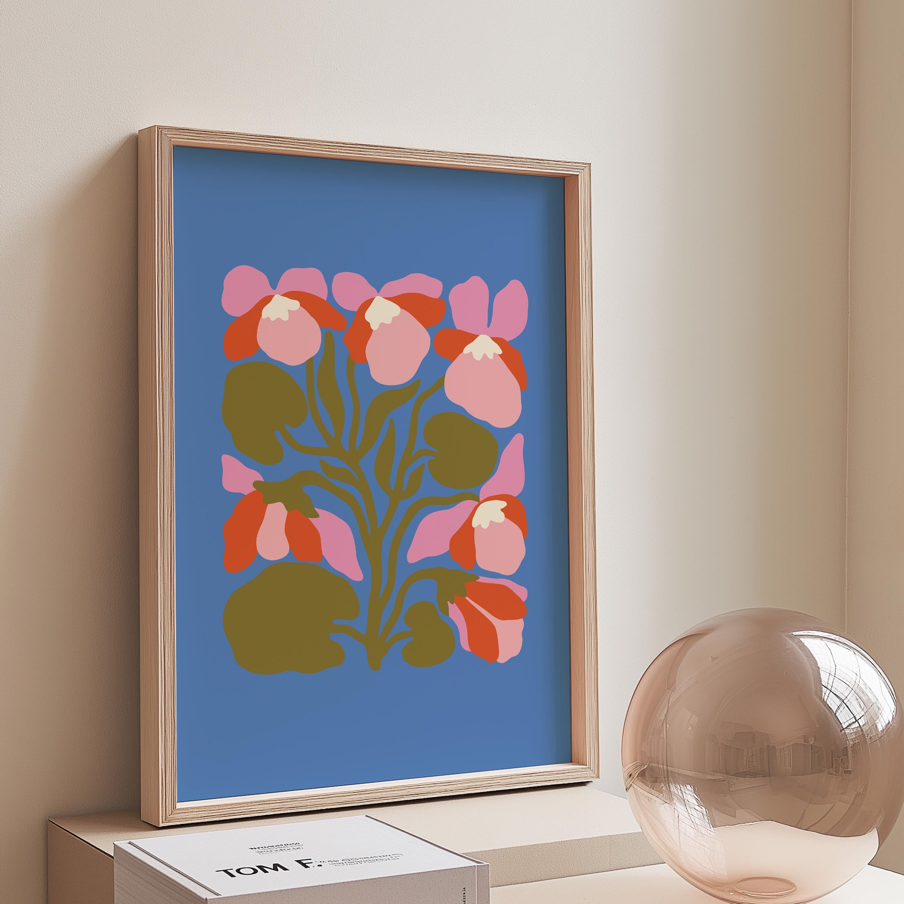 Floral Wall Art, Gallery Wall Set of 2, Bold Art Prints, Girls Room Decor, Living Room Poster, Digital Art Print Set, Flower Art Print