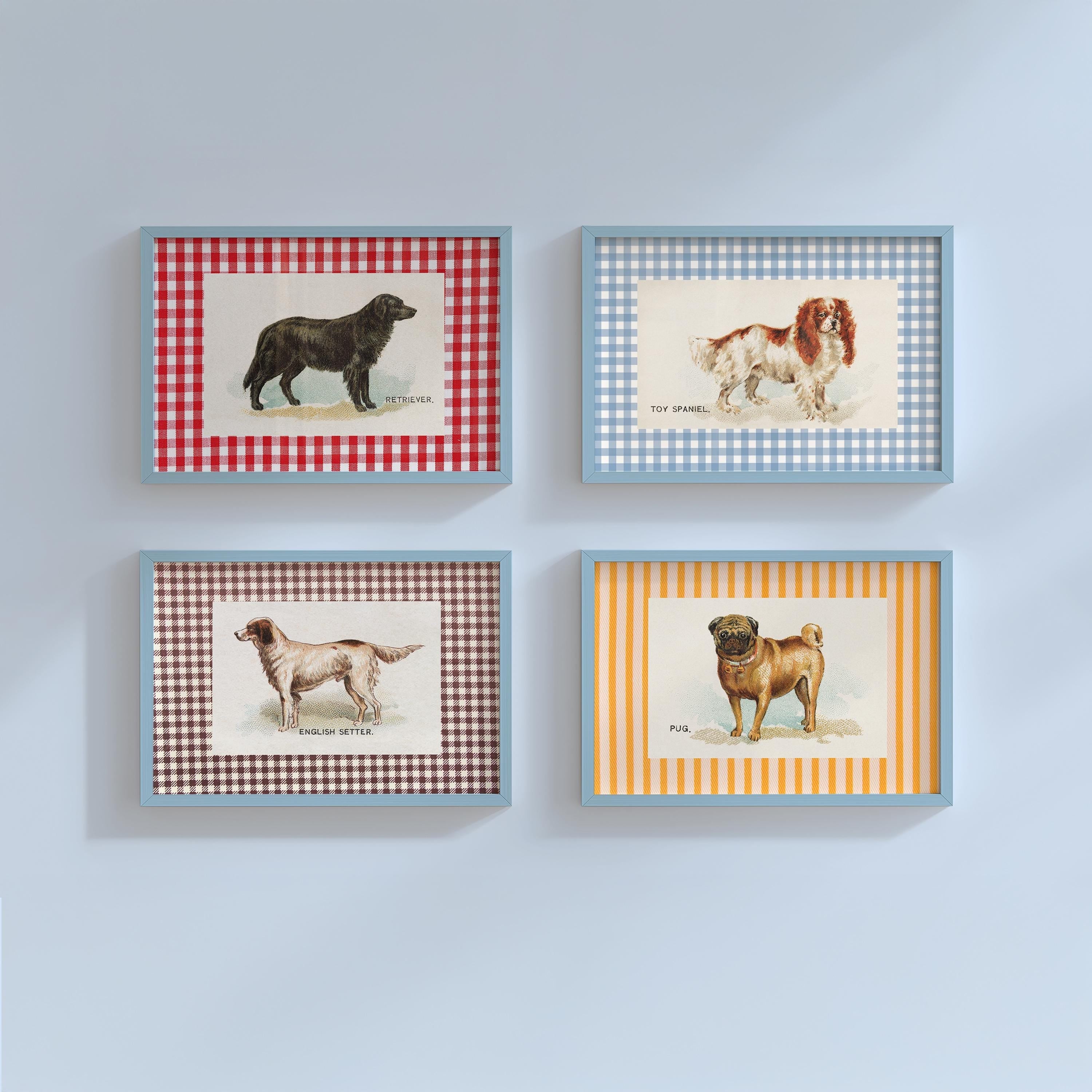Set of 4 Vintage Dog Digital Art Prints