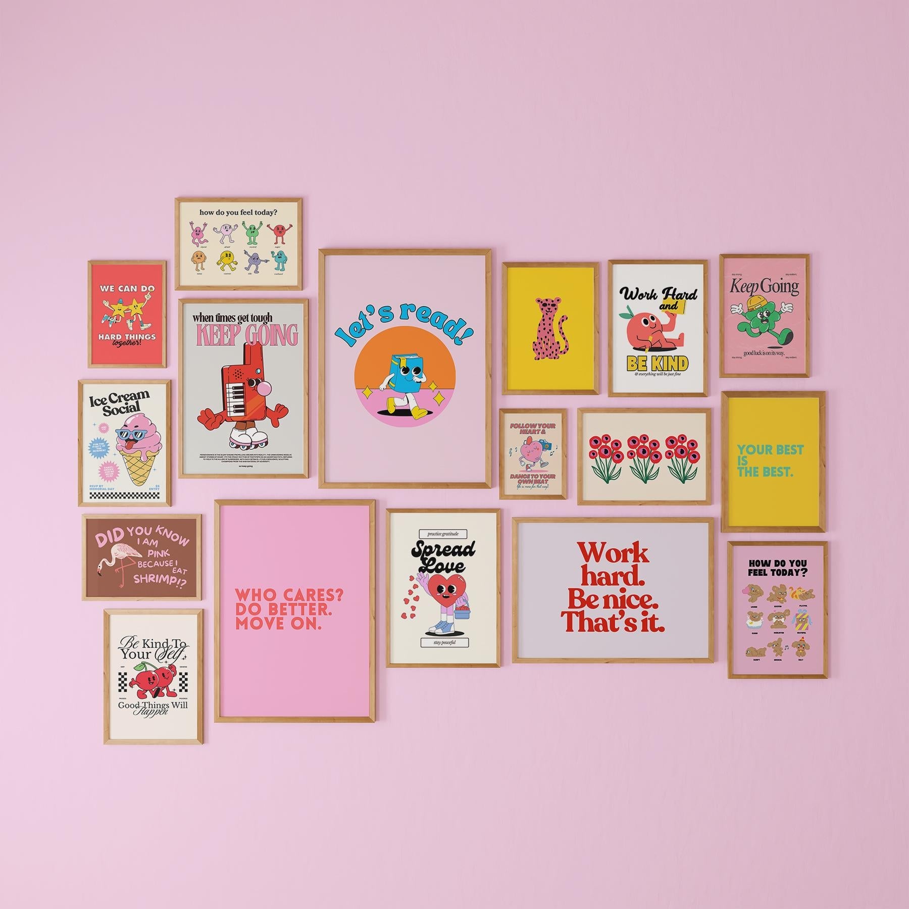Gallery Wall Set of 17 Digital Art Prints