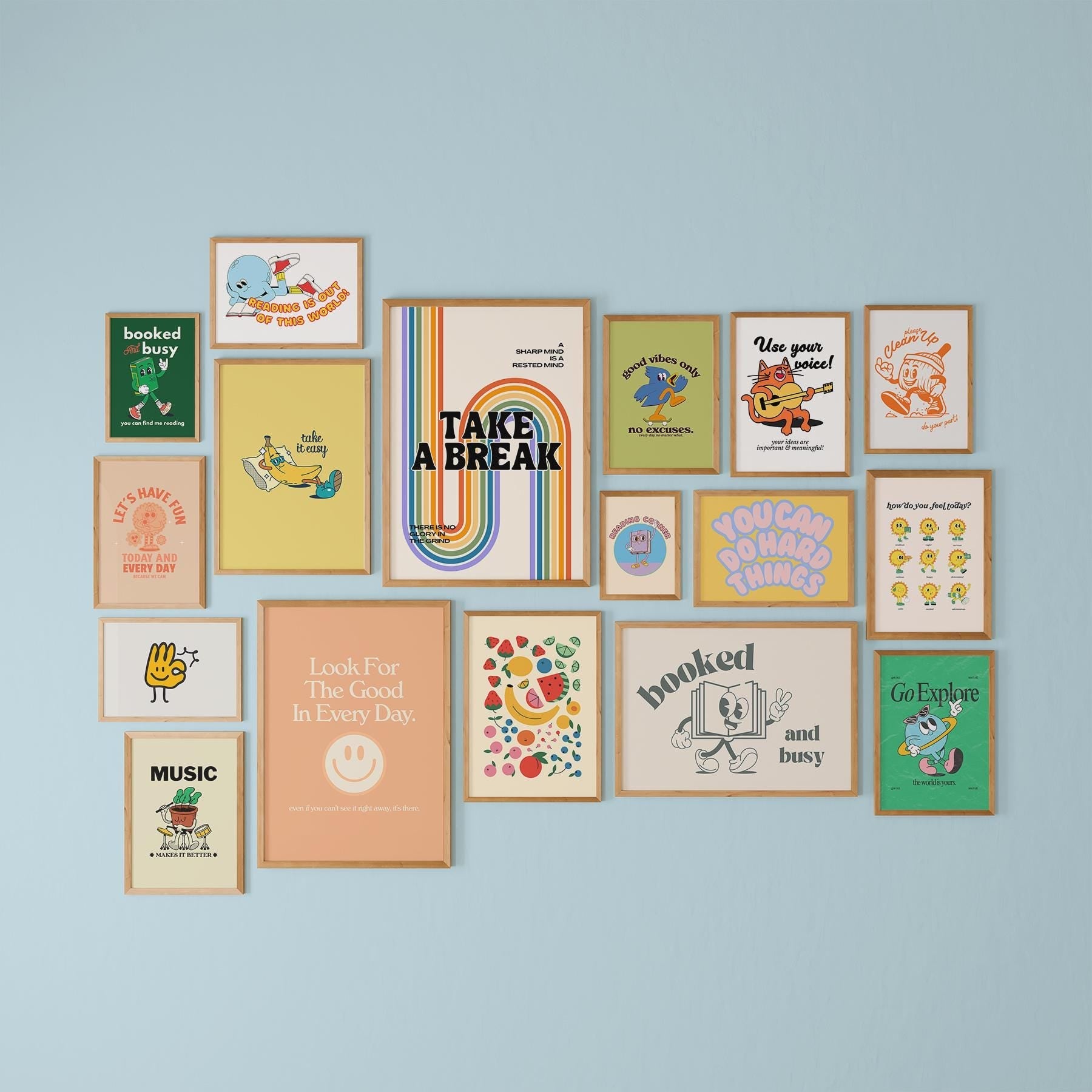 Set of 17 Kids and Classroom Digital Art Prints