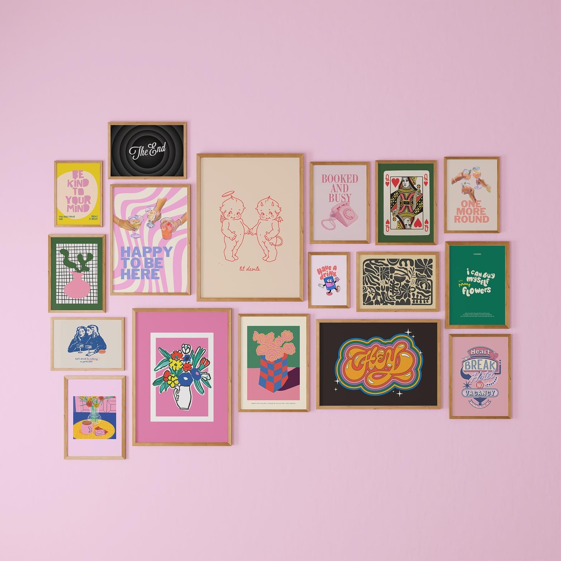 Gallery Wall Set of 15 Digital Art Prints