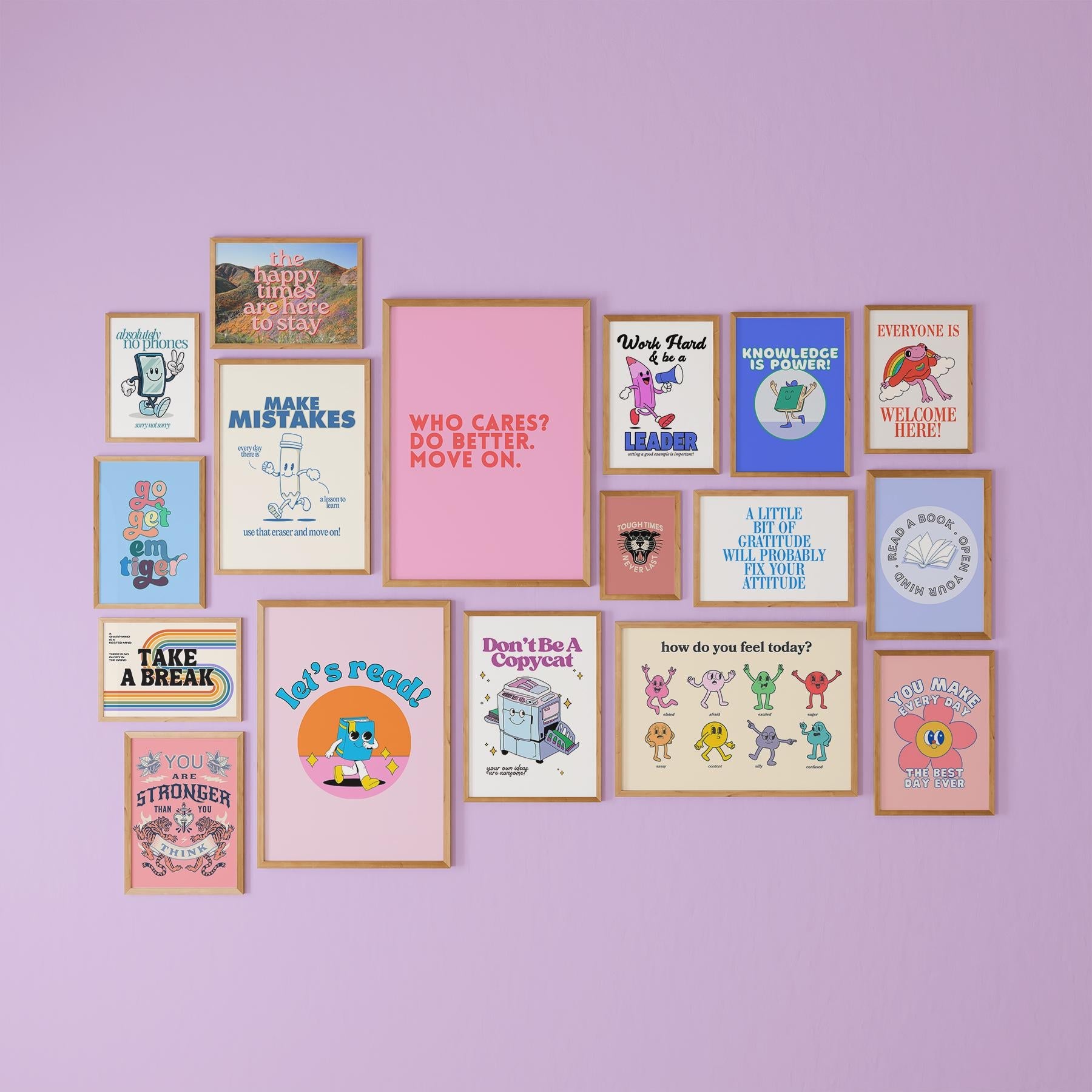 Set of 17 Kids and Classroom Digital Art Prints