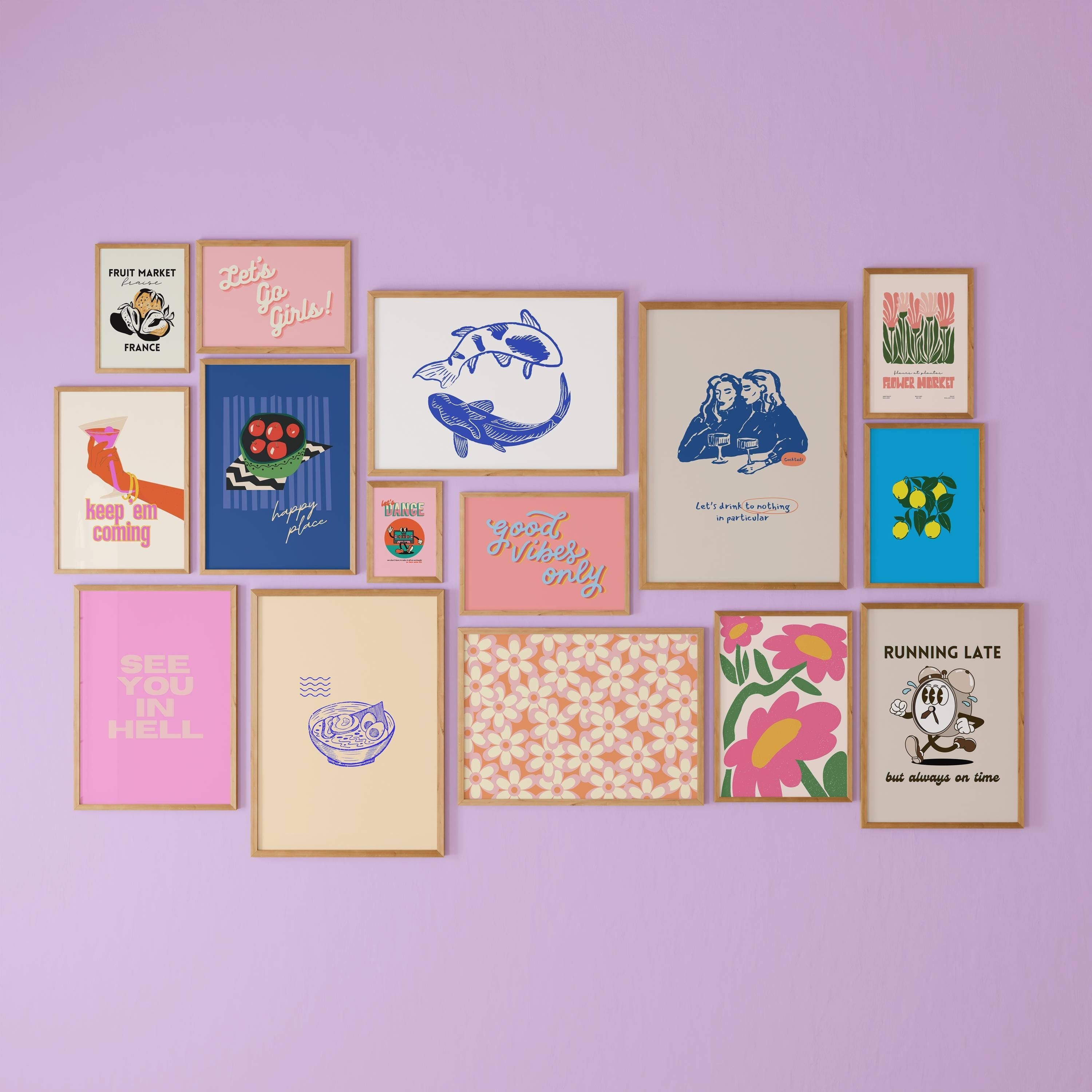 Gallery Wall Set of 15 Digital Art Prints