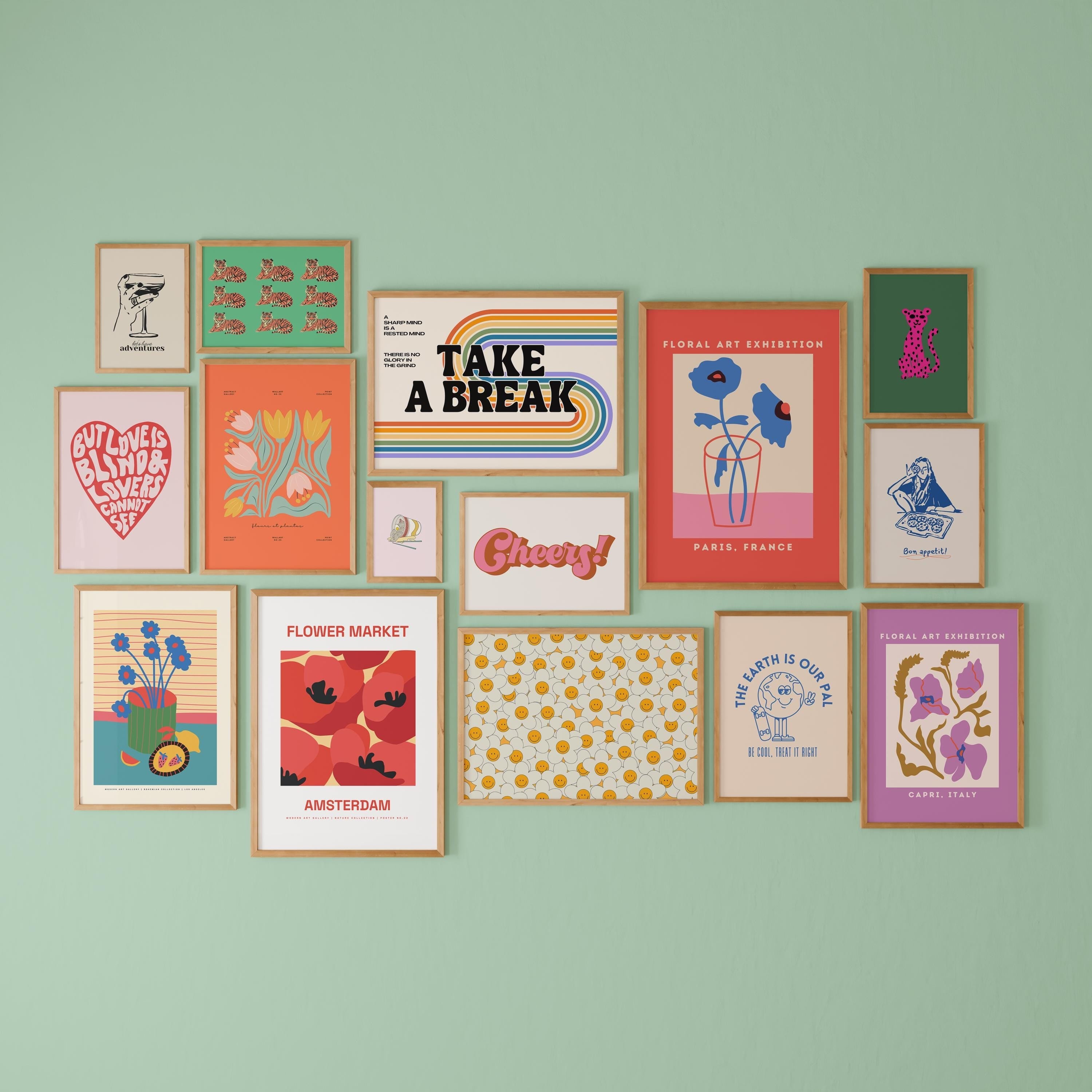 Gallery Wall Set of 15 Digital Art Prints