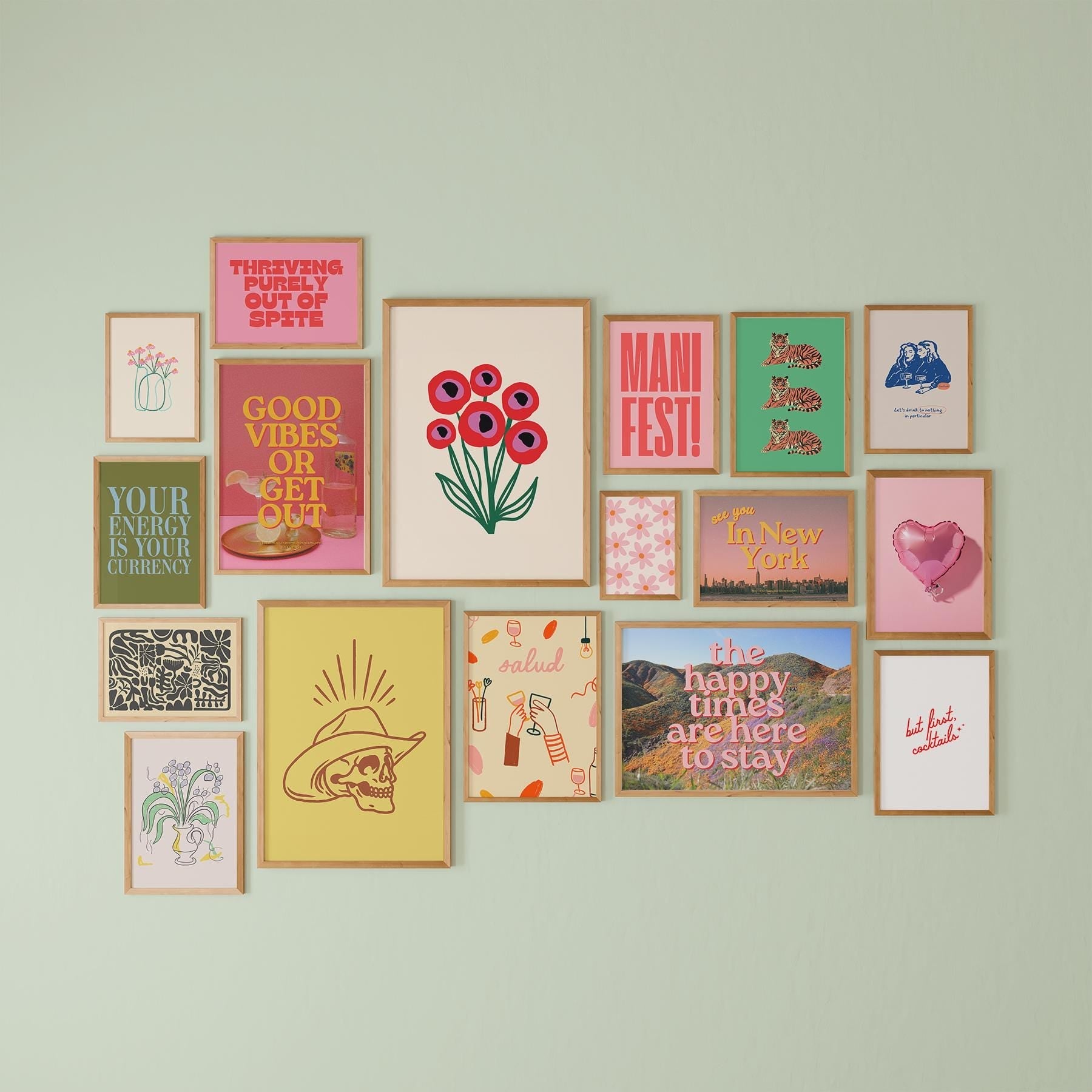 Gallery Wall Set of 17 Digital Art Prints