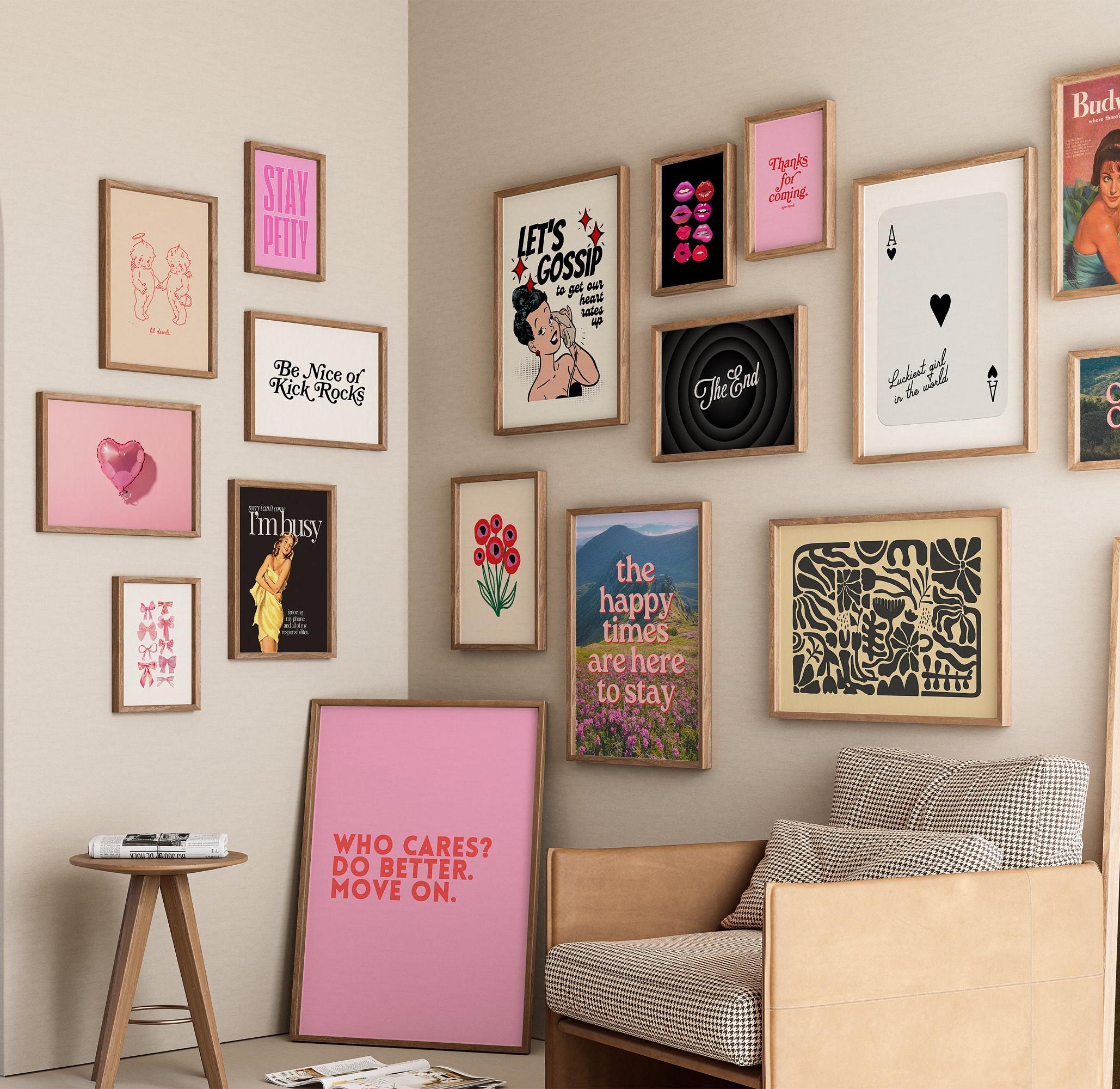 Gallery Wall Set, Set of 18 Prints, Trendy Art Print Set, Pink Poster Set, It Girl Prints, DIGITAL DOWNLOAD, Preppy Prints, Eclectic Art