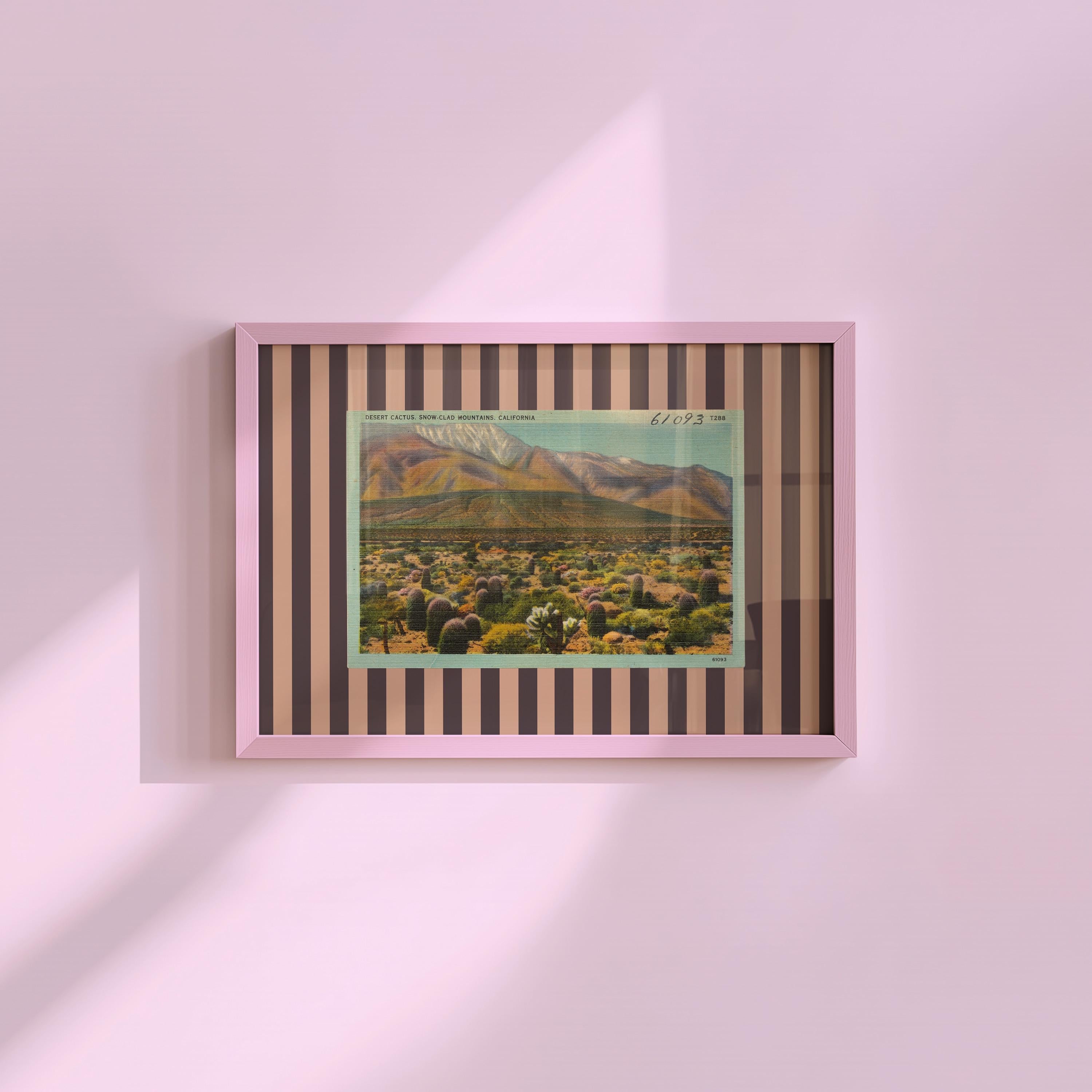 Vintage Palm Springs Postcard Digital Art Print, Eclectic Wall Decor, Colorful Striped Palm Springs Art Print, Retro Desert Art Print