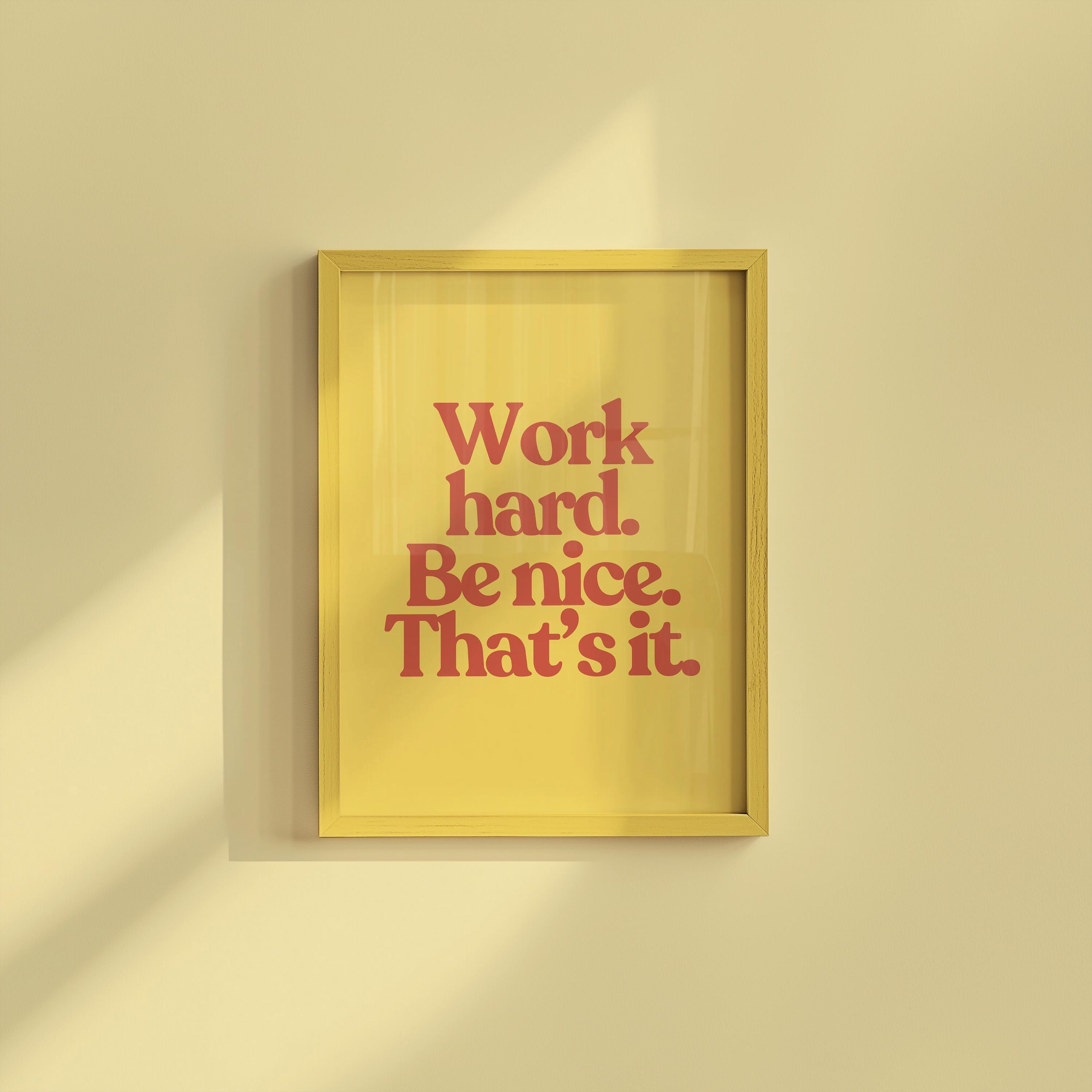 Work Hard Print, Retro Typography Print, Red Wall Print, Kids Wall Art, Positivity Poster, Retro Quote Print, Classroom Posters, School Gift