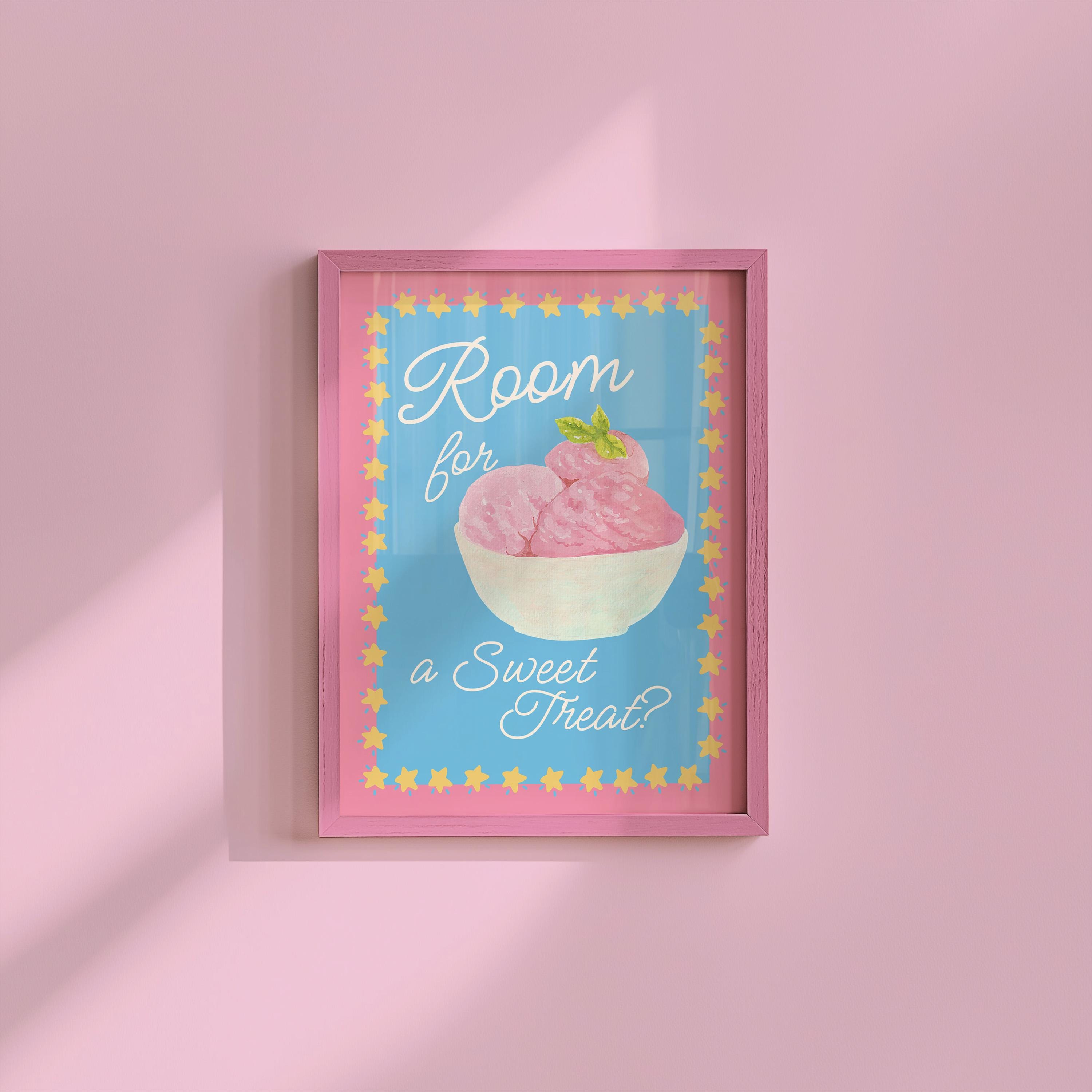 Hand Drawn Sorbet Poster, Sweet Treat Print, Cute Kitchen Art, Vintage Food Print, Retro Minimal Kitchen Art, Sweet Treat, GS Print Shoppe