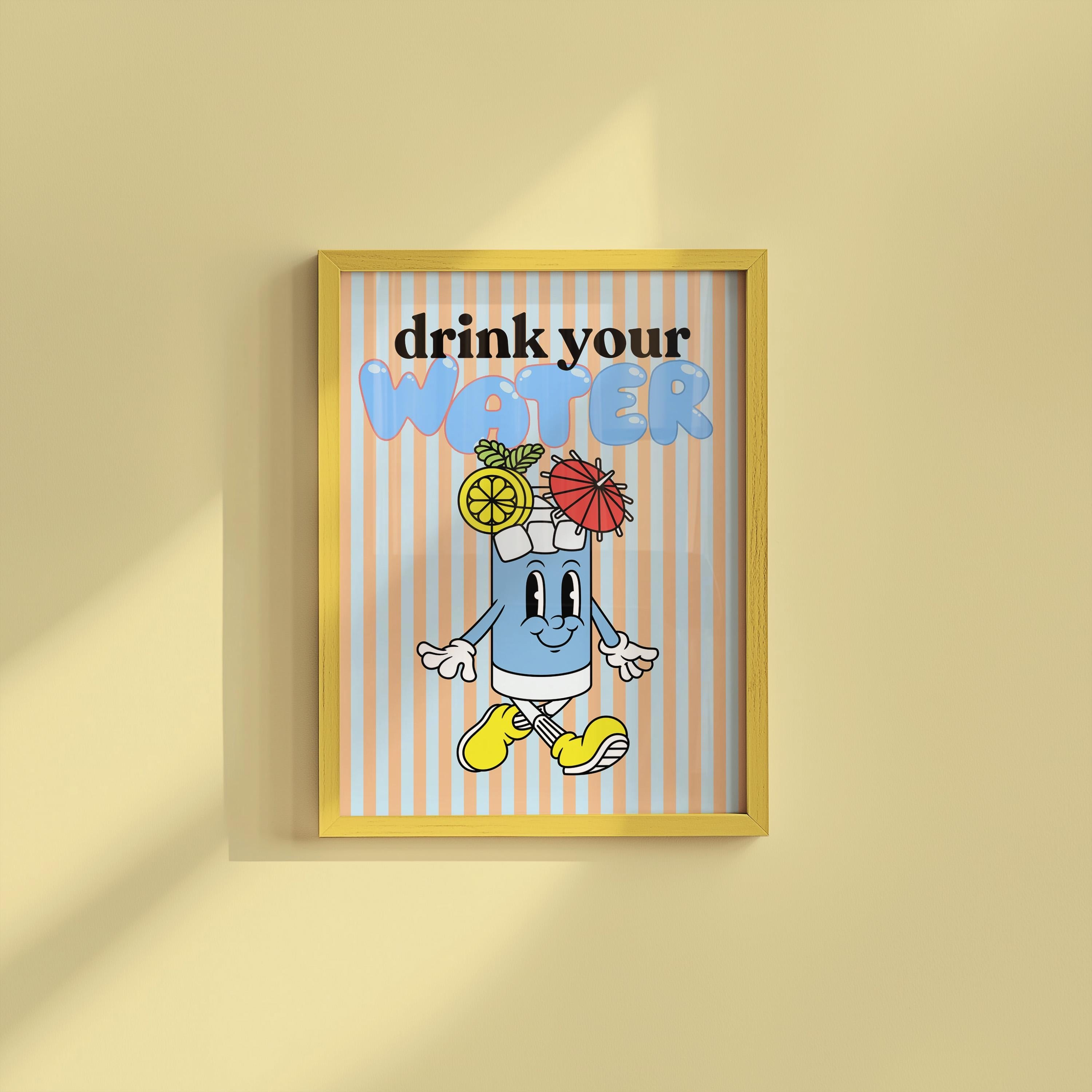 Retro Mental Health Print, Therapy Office, Counseling Wall Art, Digital Prints, Drink Water Art, Health and Wellness Poster, GS Print Shoppe