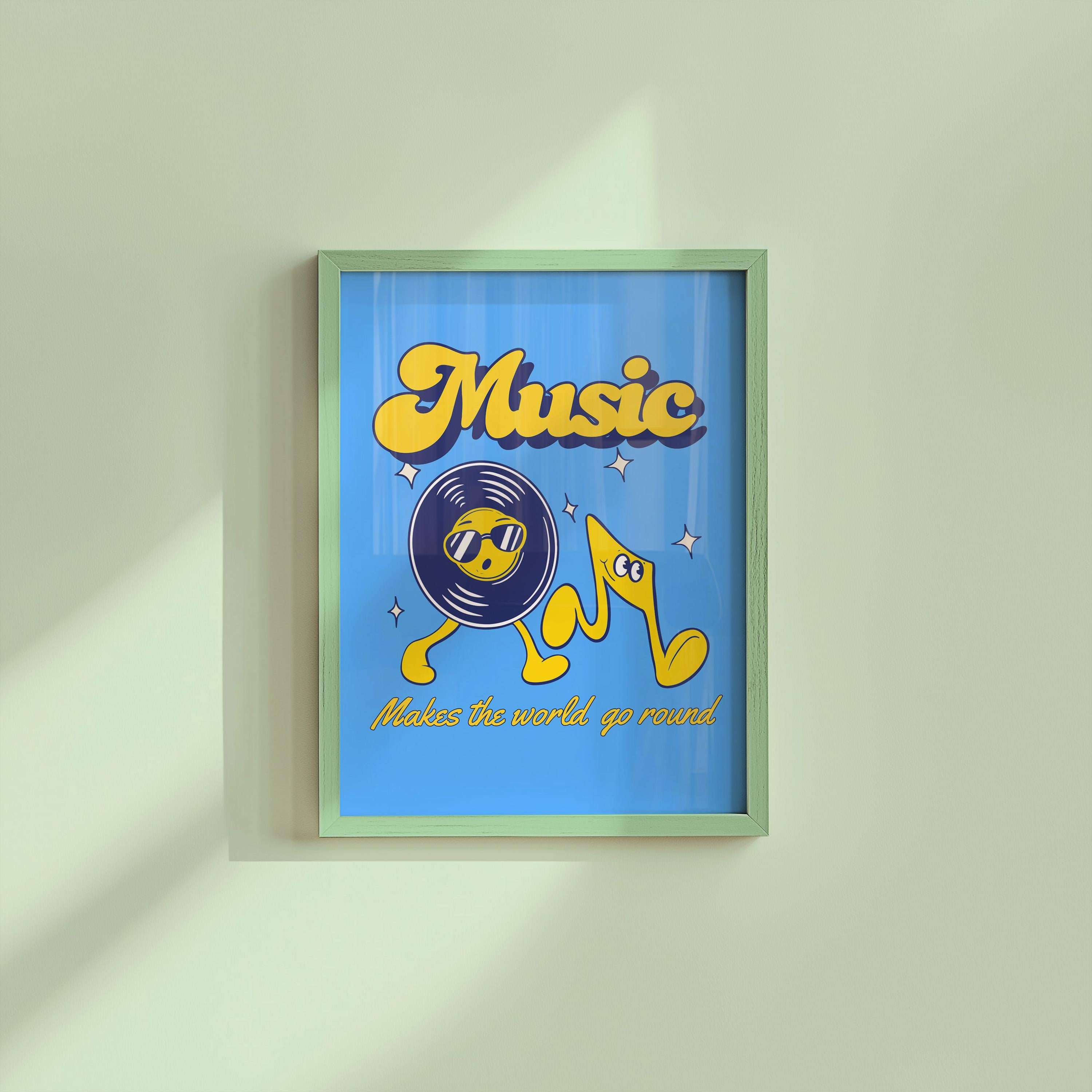 Retro Music Poster, Trendy Wall Art, Retro Record Player, Music Decor, Retro Cartoon, Downloadable Groovy Printable Poster, Music Aesthetic