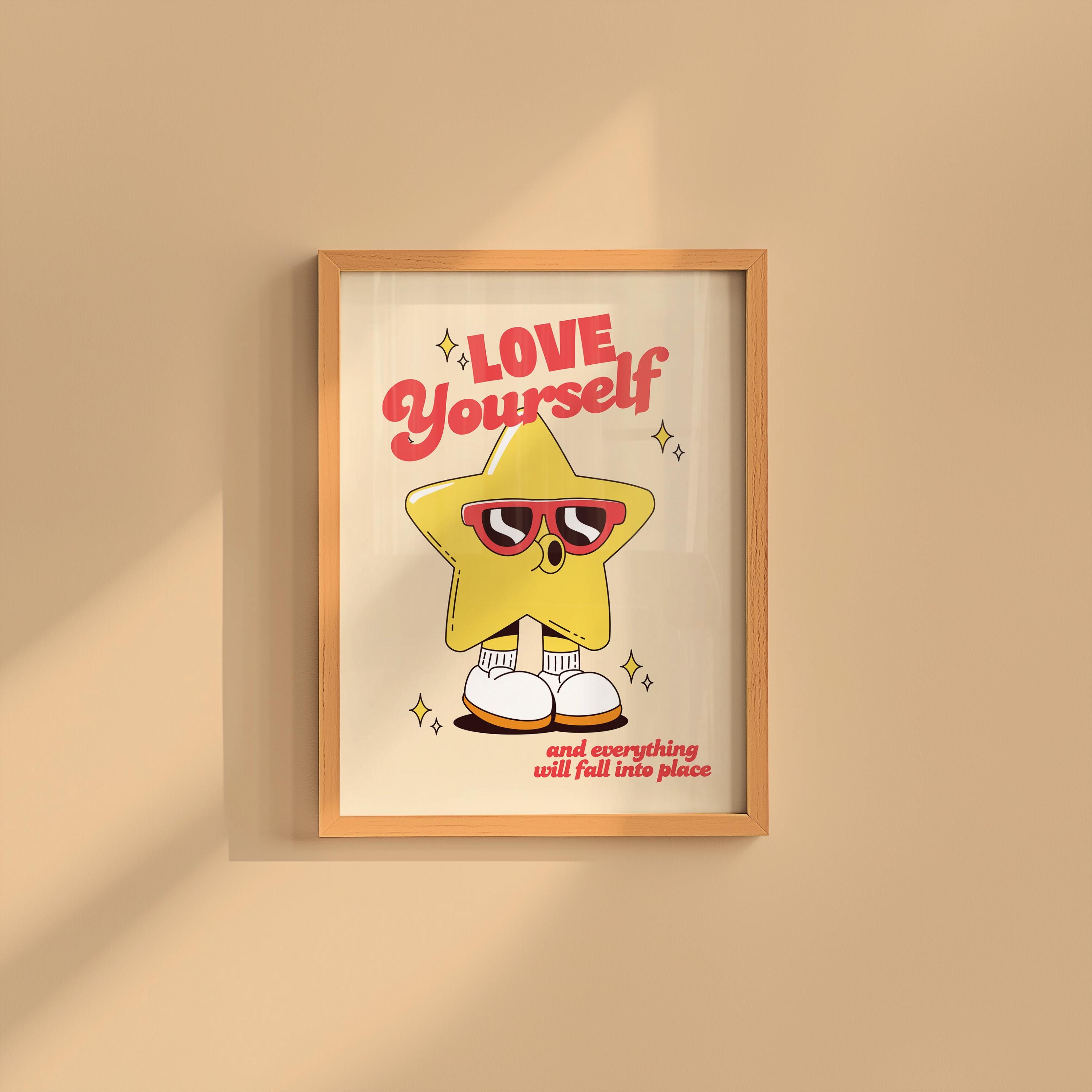 Inclusivity Digital Print, School Print for Classroom and Kids Room Art | Floral & Star Retro Art | Instant Download Poster