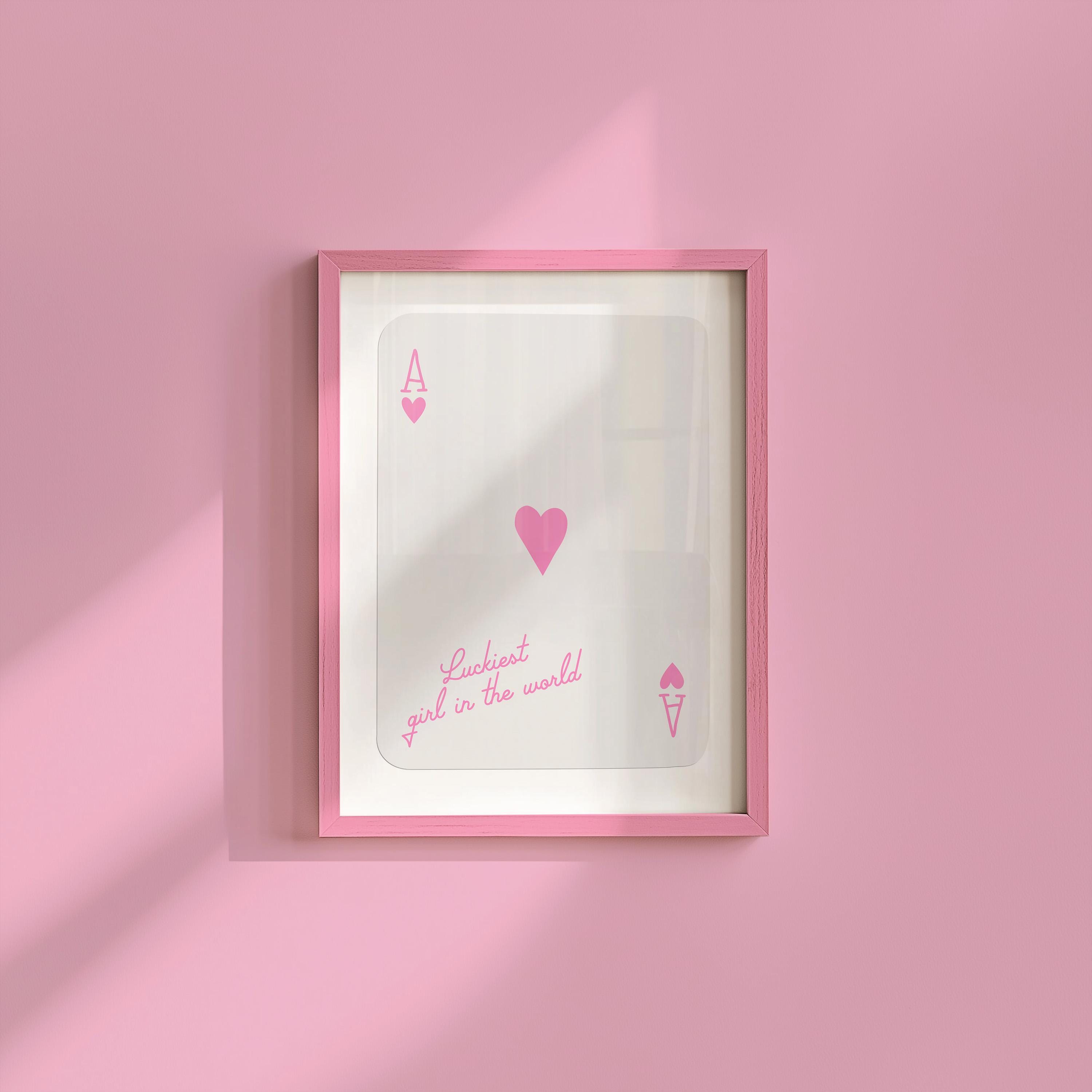 Ace of Hearts Art Print | Lucky Girl Quote Poster | Retro Card Aesthetic Wall Decor | Trendy Dorm Art