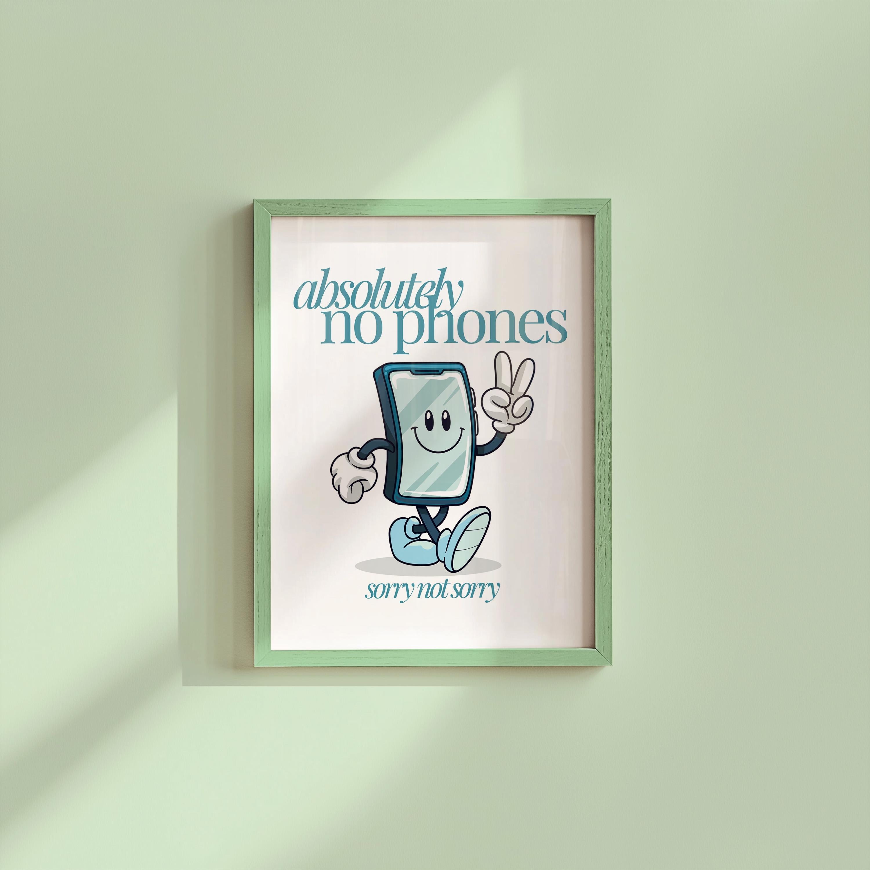 Classroom Art, No Phones Poster, Downloadable Print, Cartoon Art, School Posters, Vintage Mascot Art, Teacher Posters, Classroom Print
