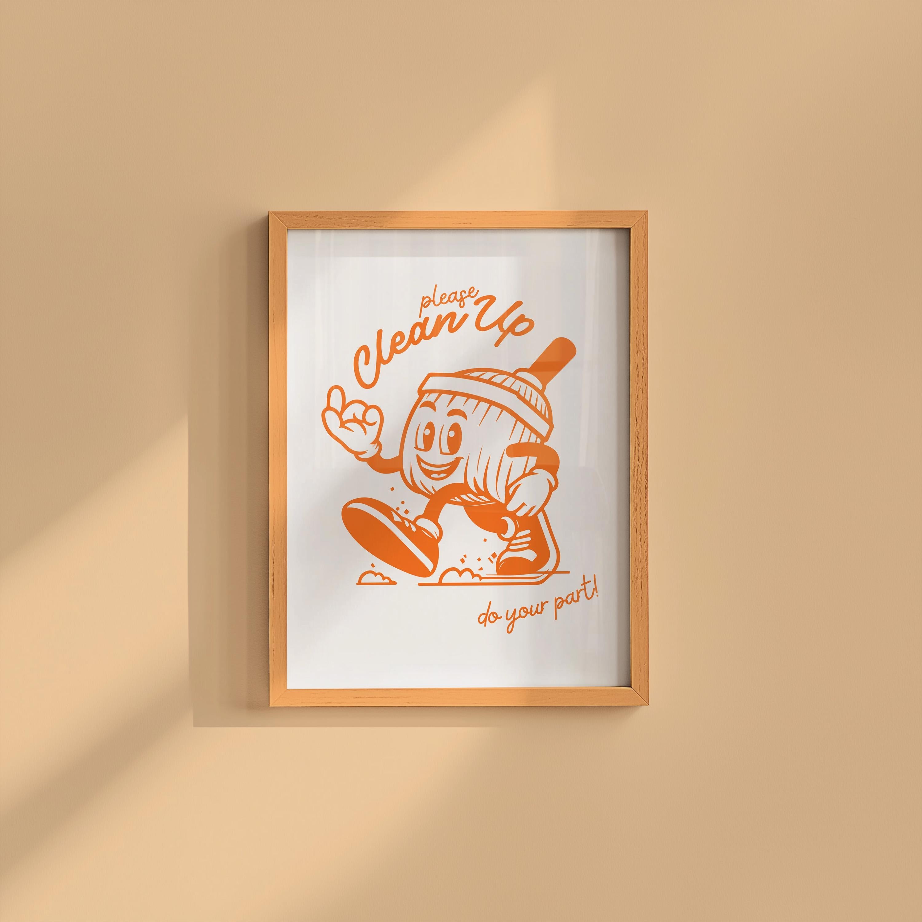 Classroom Art, Kids Room Art, Downloadable Print, Cartoon Art, Clean Up Print, Trendy Posters, Vintage Mascot Art, Cute Positive Poster