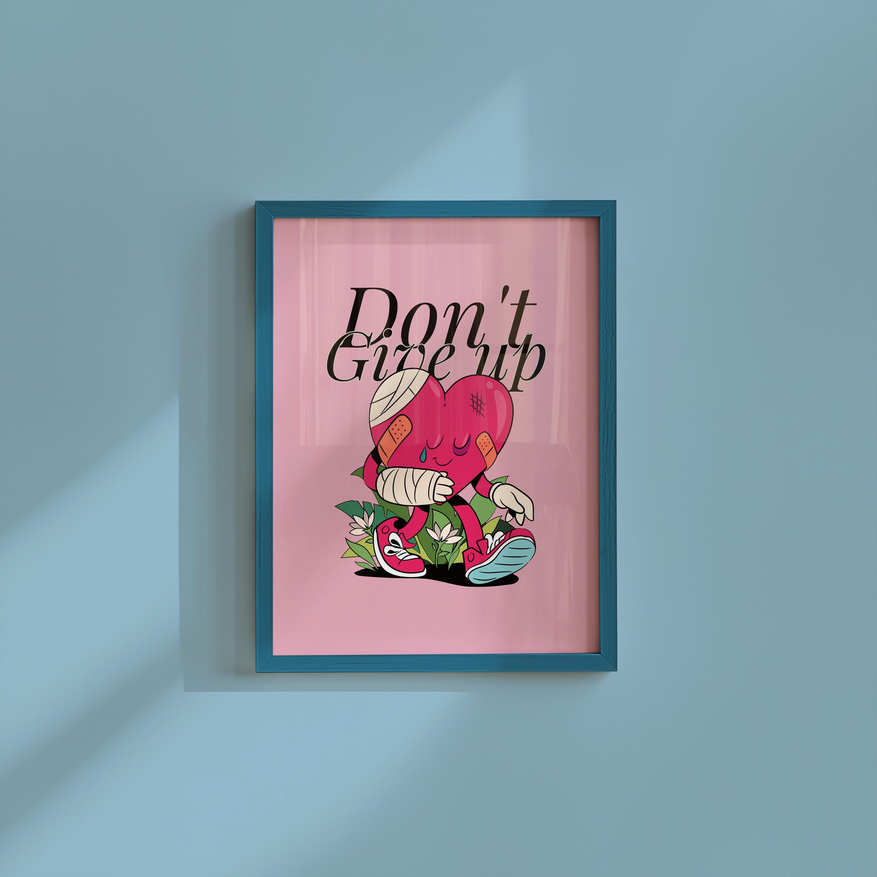 Broken Heart Cartoon,Digital Download,Wall Print,Pink Retro Art,Digital Pink Print,Trendy Art Print, Retro Art,Girly Print,Kids Room Art