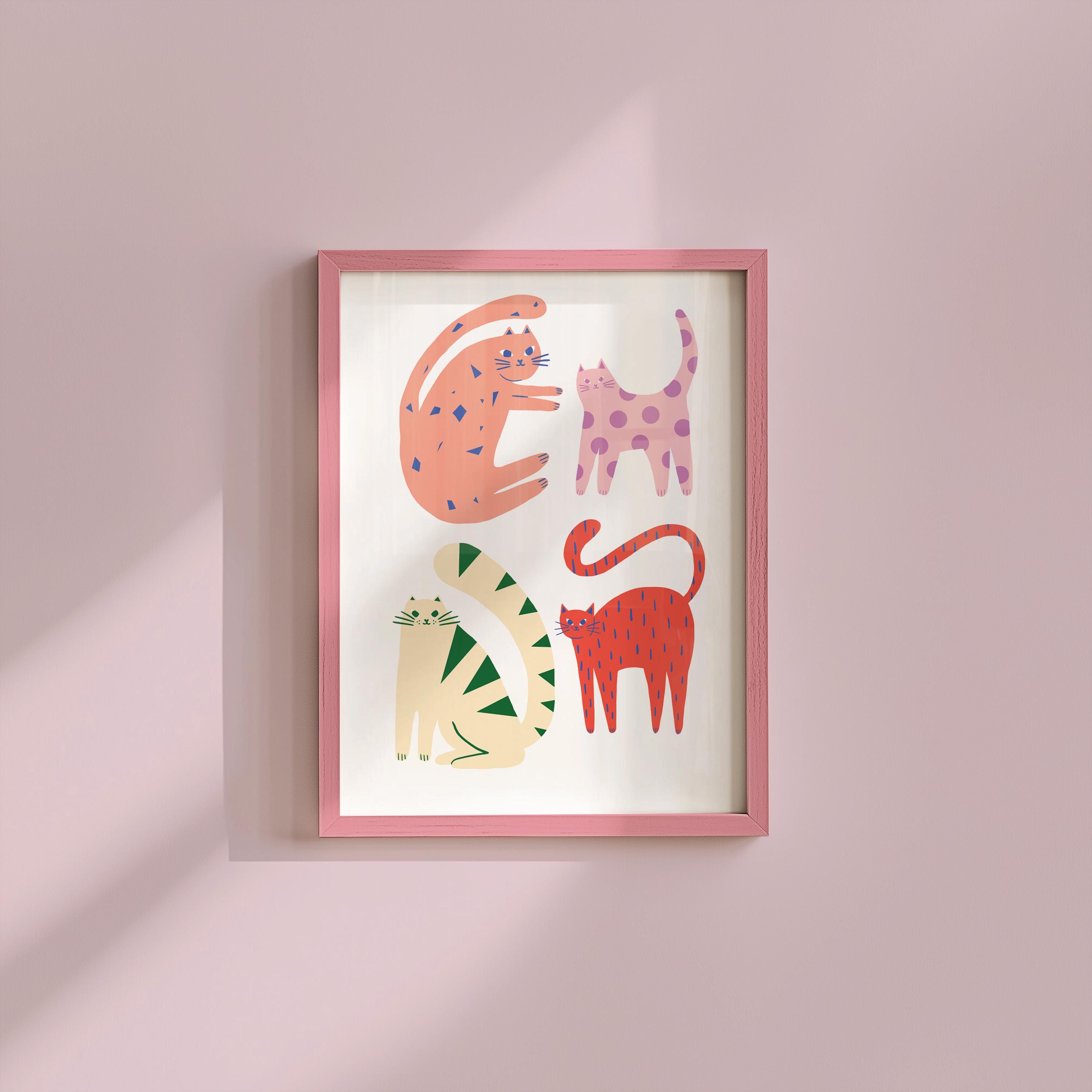 Kitties Art, Digital Art, Cute Kittens Art, Retro Decor, Funny Wall Art, Vintage Kittens Art, Y2K Girly Decor, Cat Wall Art, Funny Cat Art